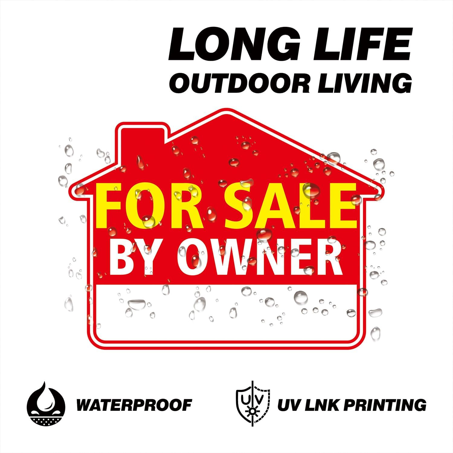 For Sale By Owner Yard Sign with Stake – 17&Prime; x 13&Prime; Double-Sided Corrugated Plast