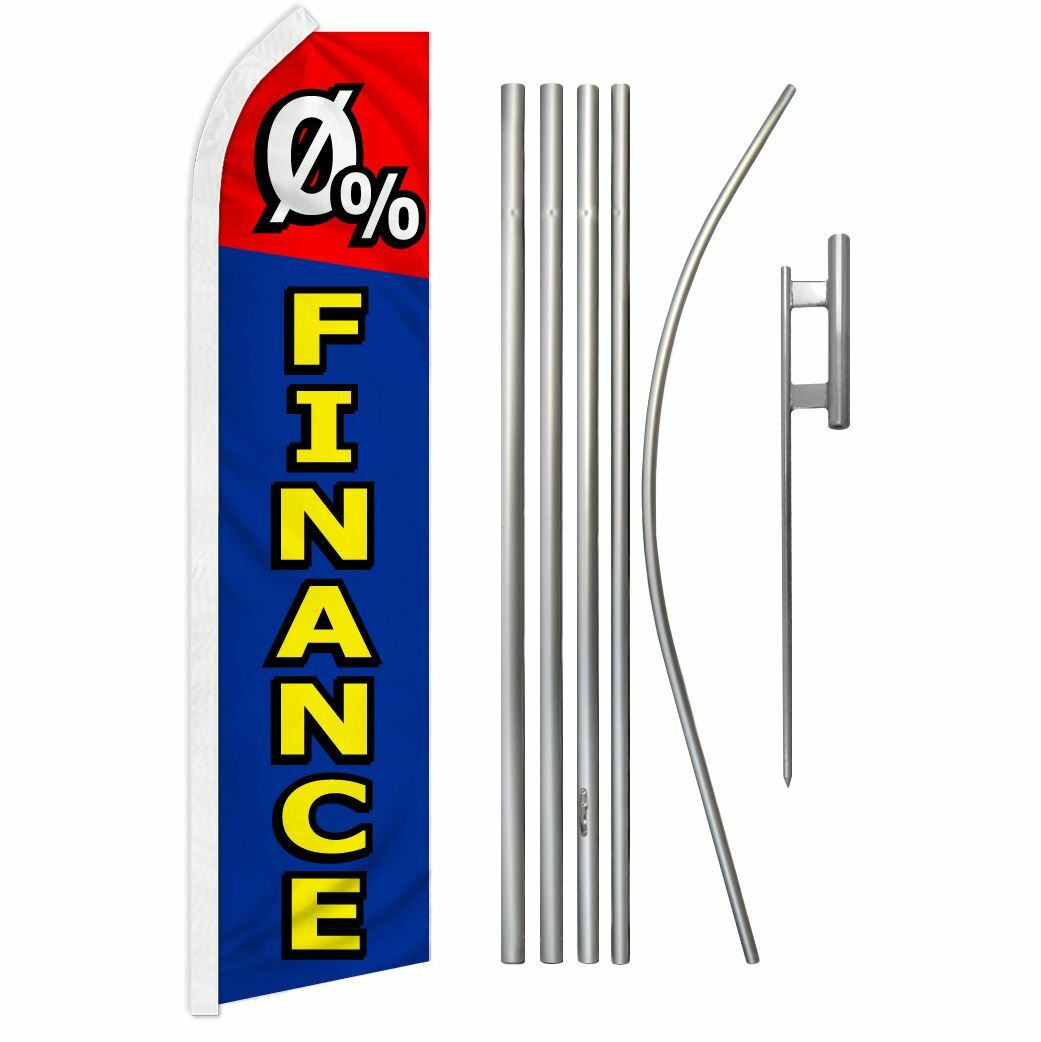 « 0% FINANCE » Advertising Super Flag & Pole Kit car auto financing zero percent