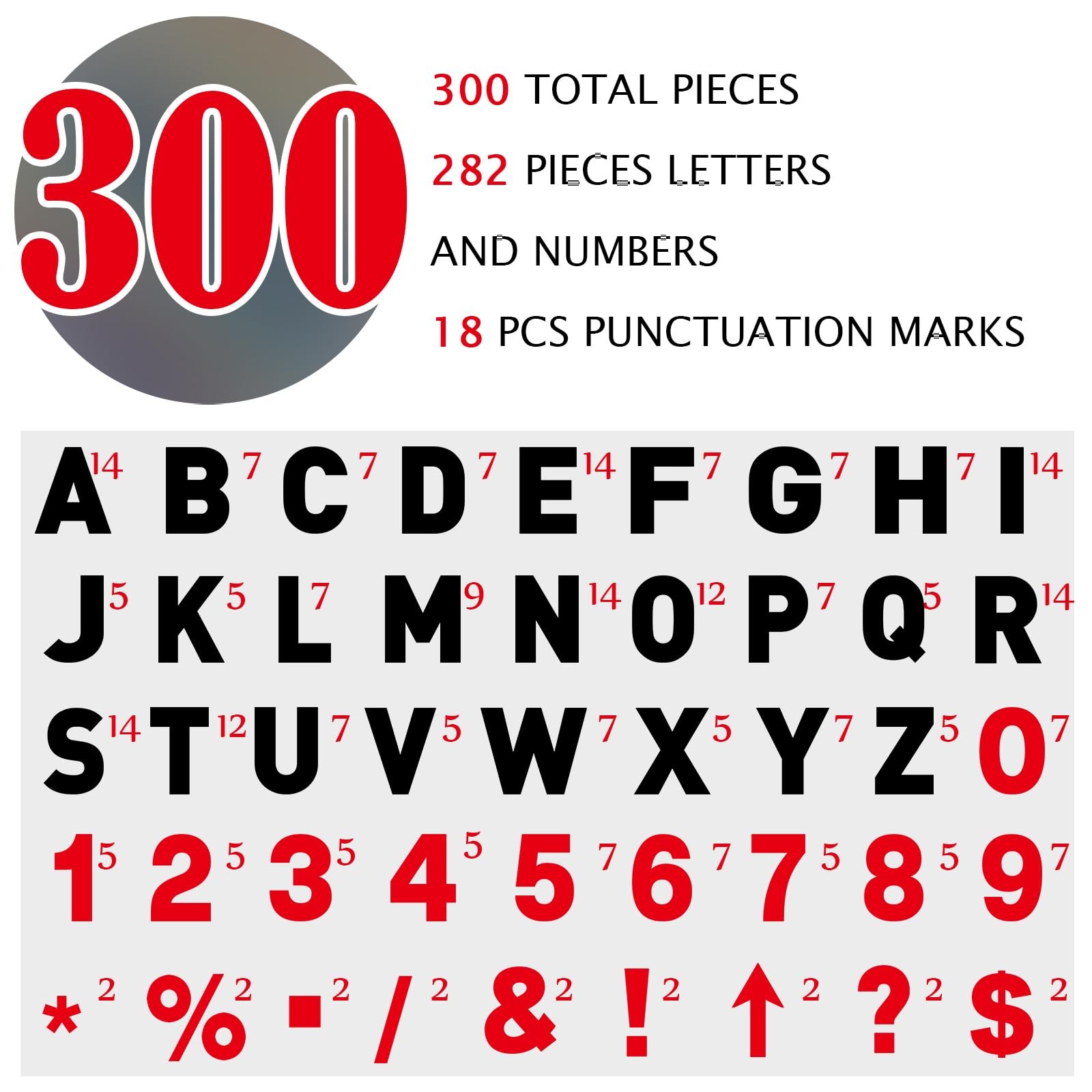 Leinuosen 300 Pcs Sign Letter Printed on Marquee Letters Flexible Outdoor Sign L