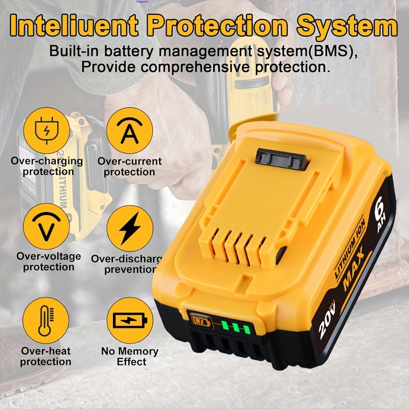 20V 20 Volt Max 6.0AH Lithium Ion Battery For DeWalt DCB206-2 DCB205-2 DCB200-2