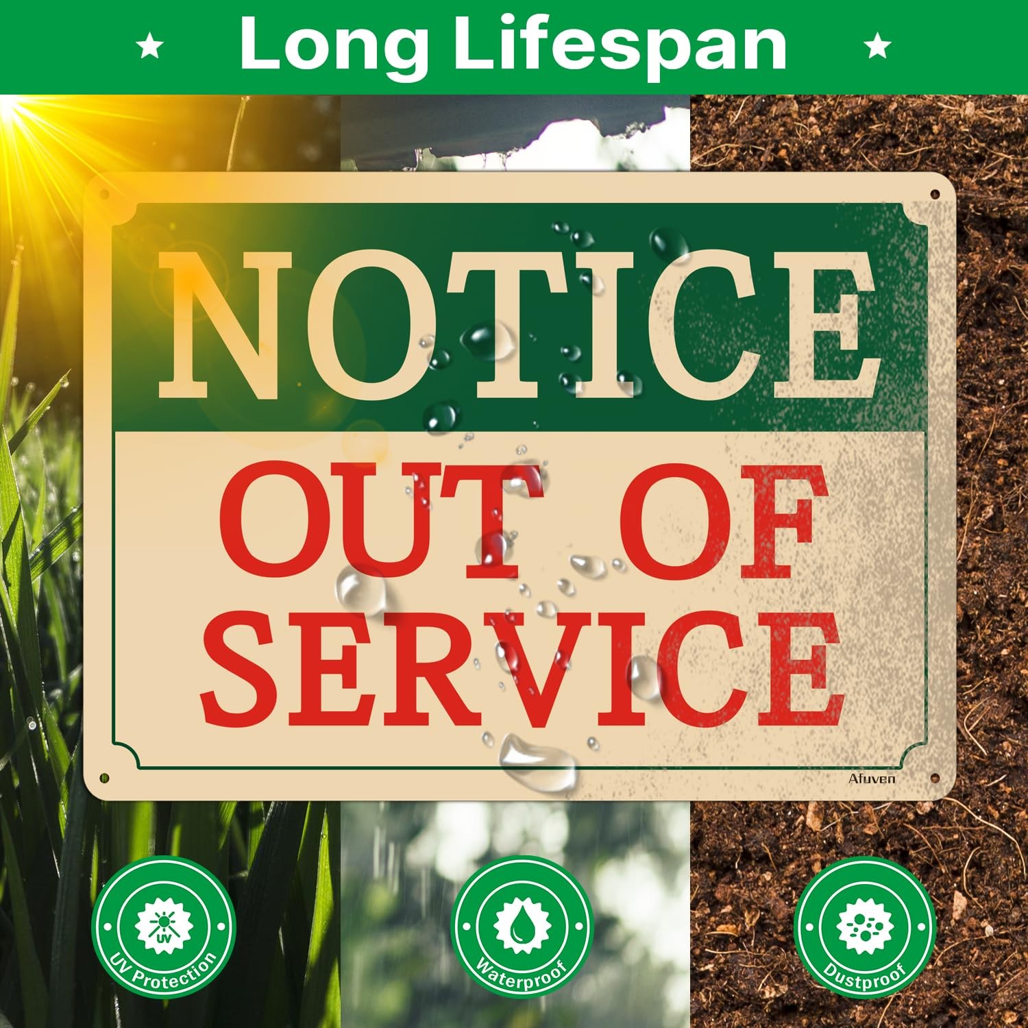 2 PCS Notice Out Of Service Warning Signs Metal Reflective Aluminum 10×7 Inch