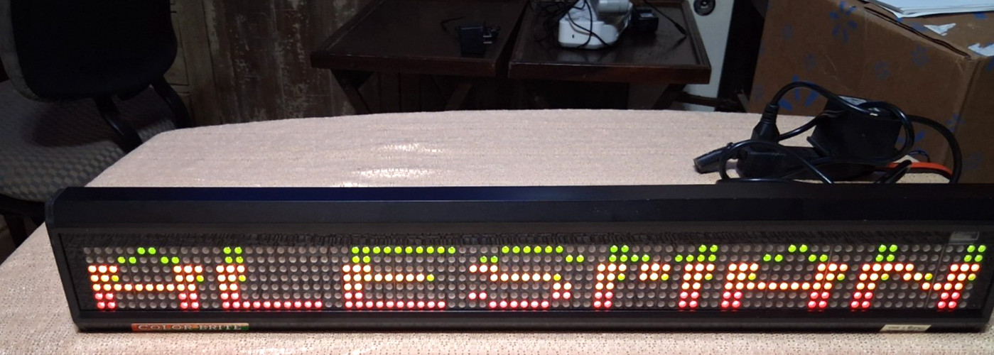 Good Used COLOR-BRITE SW-214CR Lighted Multi-color Scrolling Sign 26&Prime; x 4&Prime;