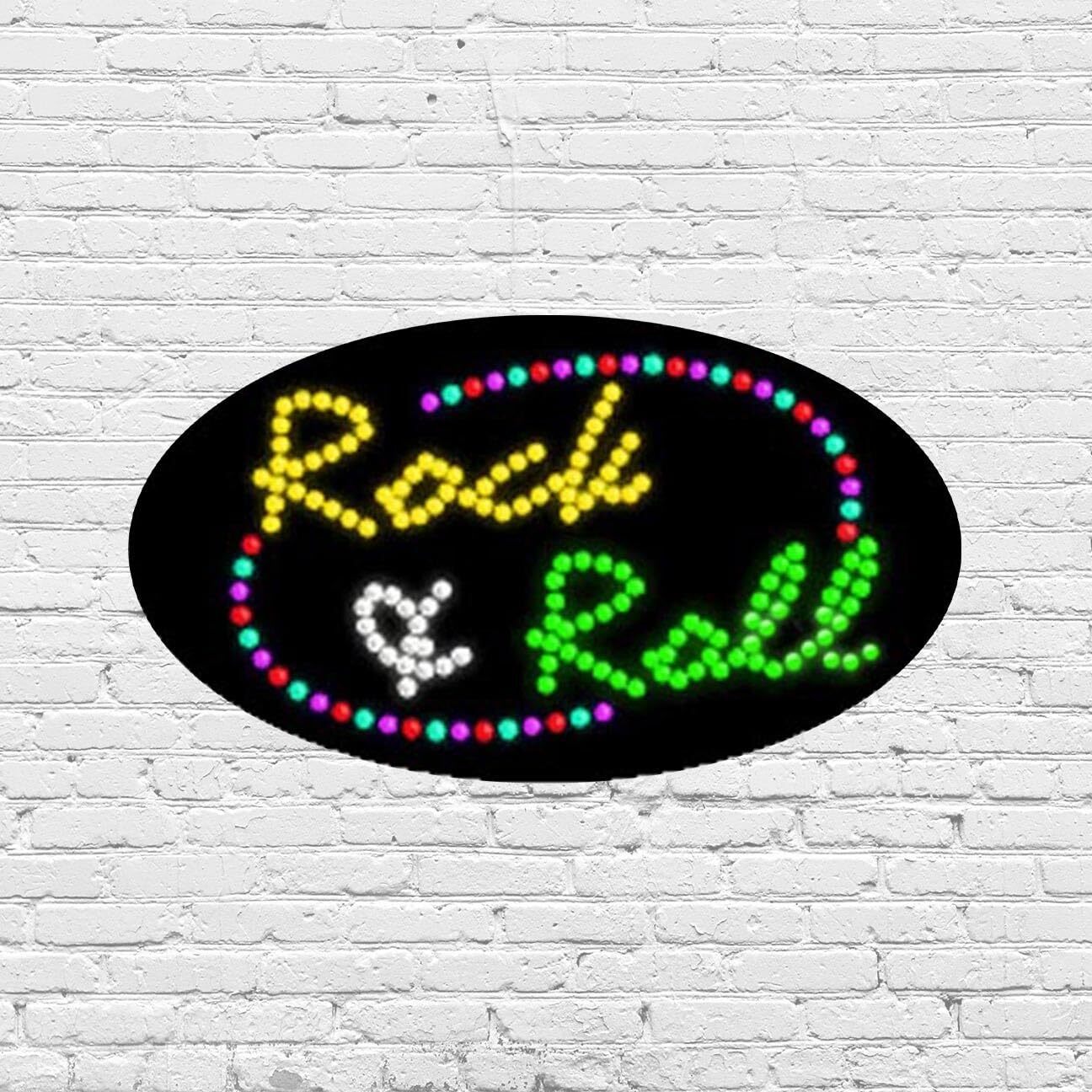 LED Rock & Roll Sign for Retail Displays | Light Up Sign | 15&Prime;H x 27&Prime;W x 2&Prime;D