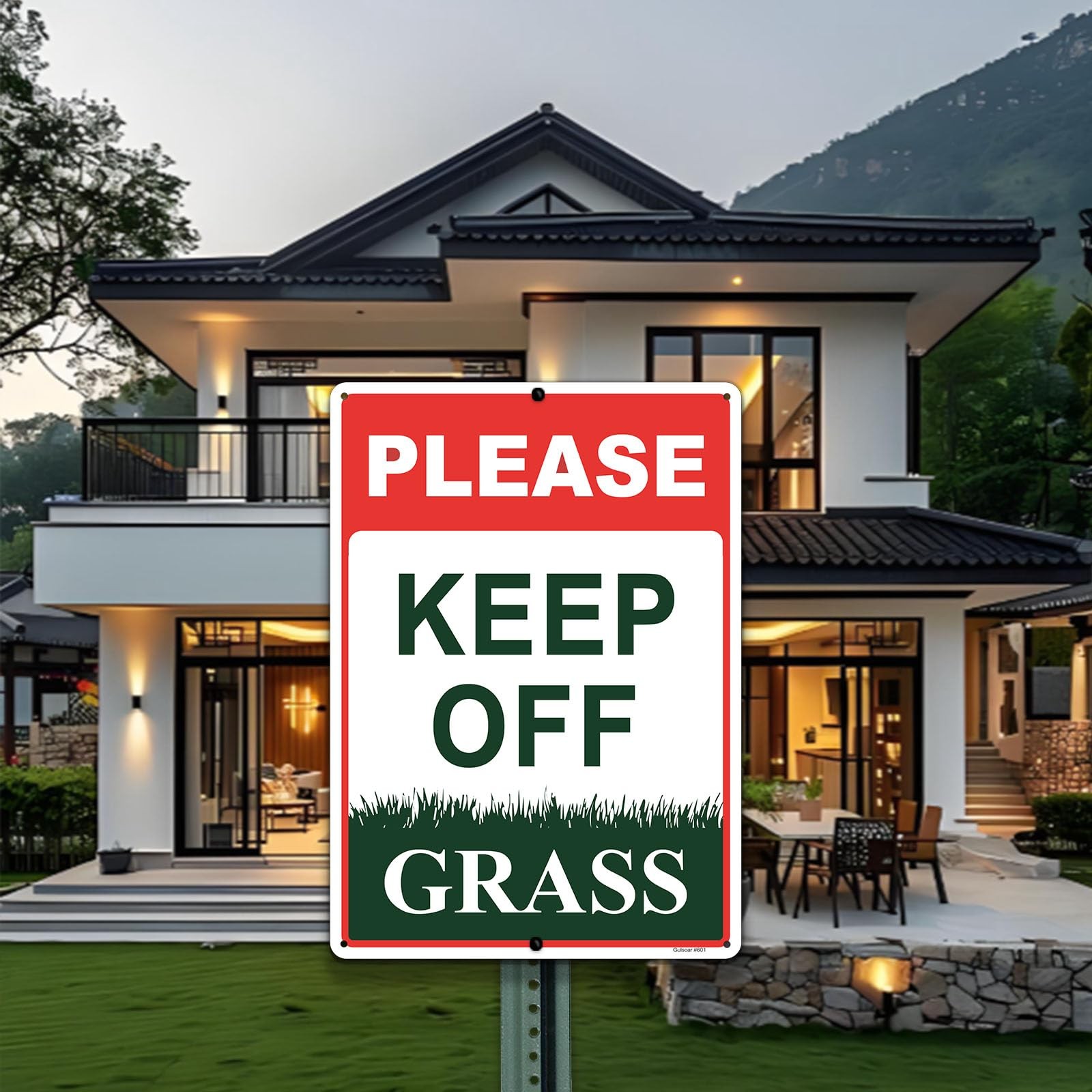 2 PCS 10×14 Inch Keep Off Grass Sign Reflective Aluminum Yard Waterproof Decor