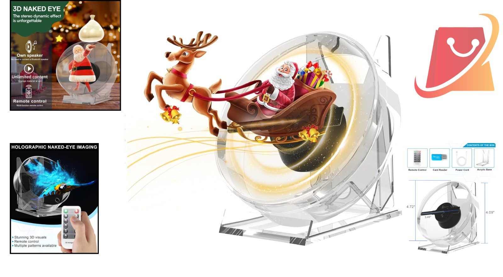 3D Hologram Fan Acrylic 4.72in Portable WiFi App Control for Events Home