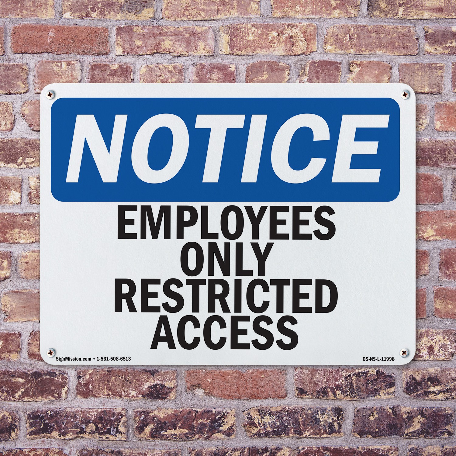Employees Only Restricted Access OSHA Notice Sign Metal, Decal – 5 or 10 Pack
