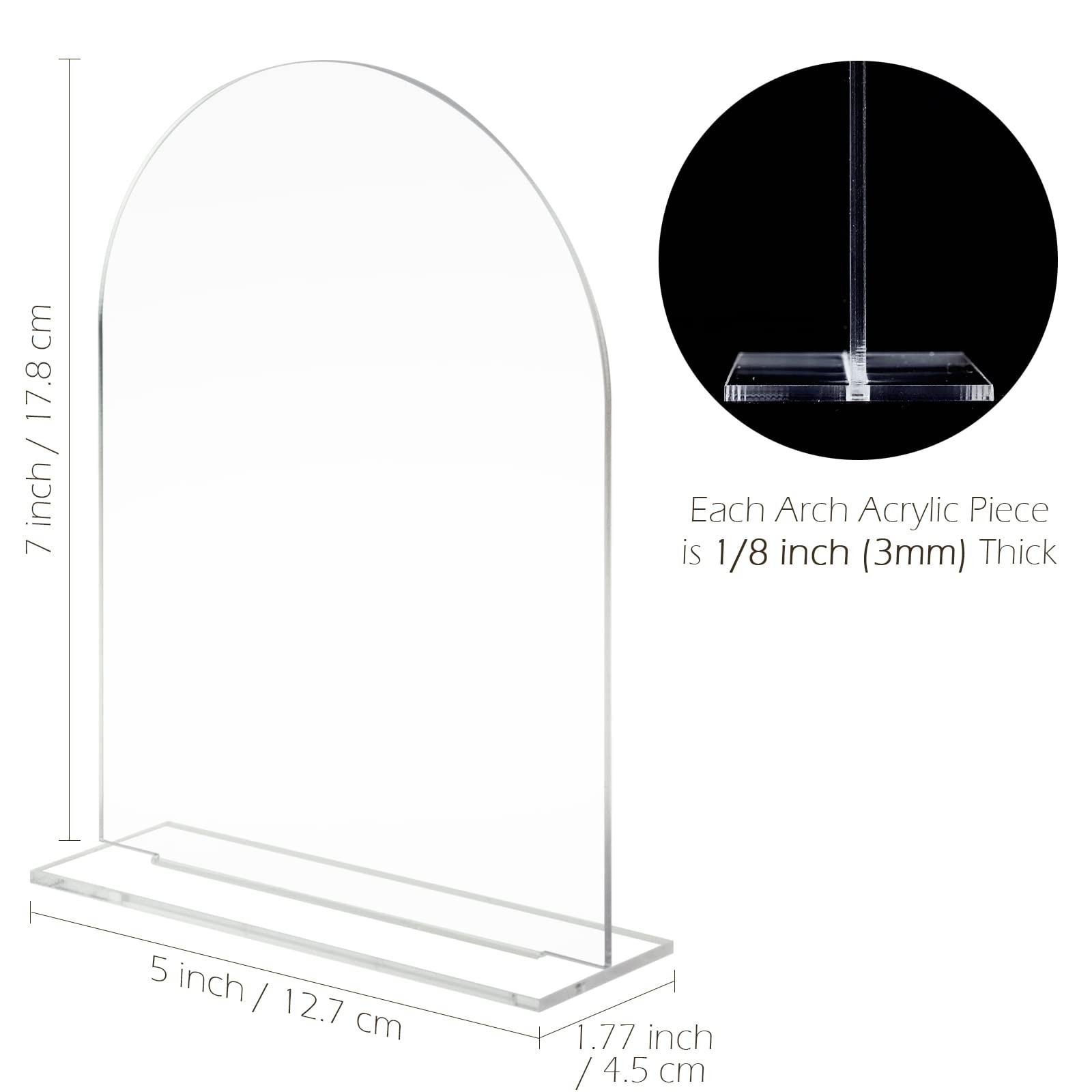 5×7 Inch Clear Blank Arch Acrylic Sign Base DIY Wedding Table Numbers 10 PCS