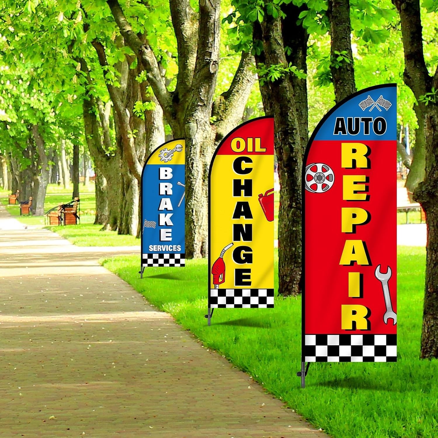 3PC Auto Repair Feather Flag Set 7FT w/ Poles