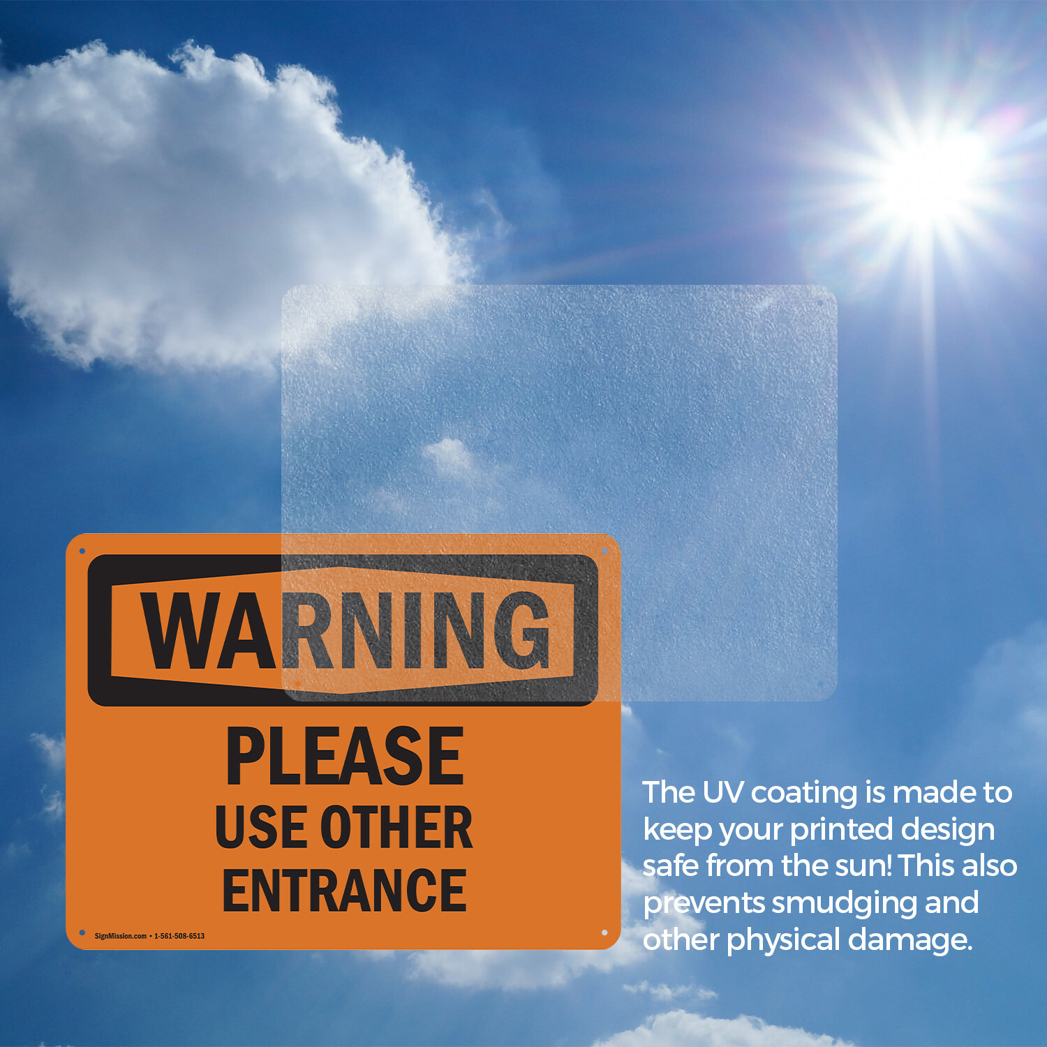 (2 Pack) Please Use Other Entrance OSHA Warning Sign Decal Metal Plastic