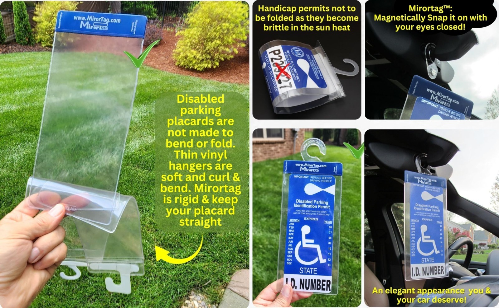 Handicap Parking Placard Holder – Magnetic Display for Disabled Permit Tag, USA