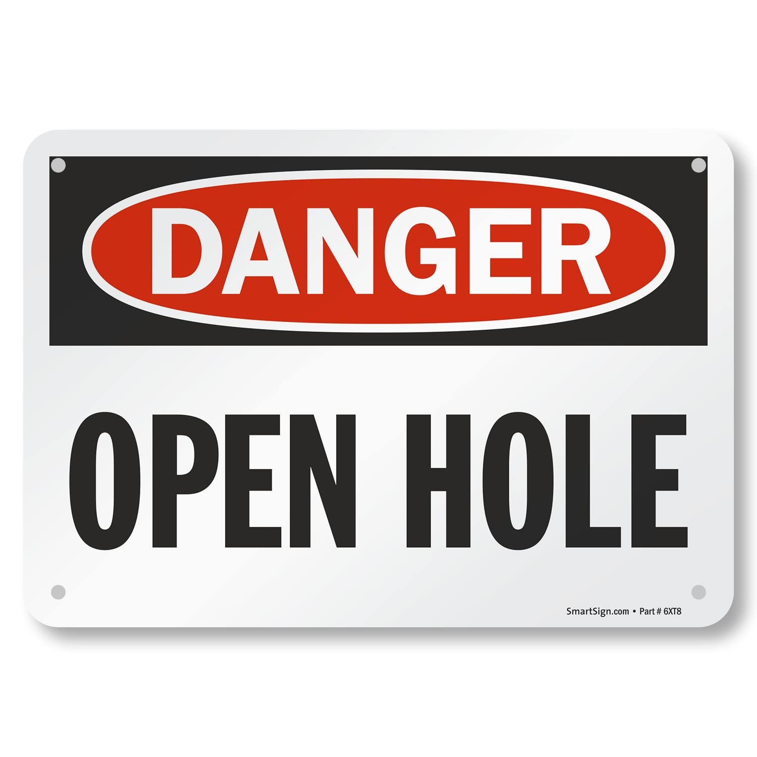Danger Open Hole Sign 7×10 Inch Aluminum Safety Warning Placard Industrial
