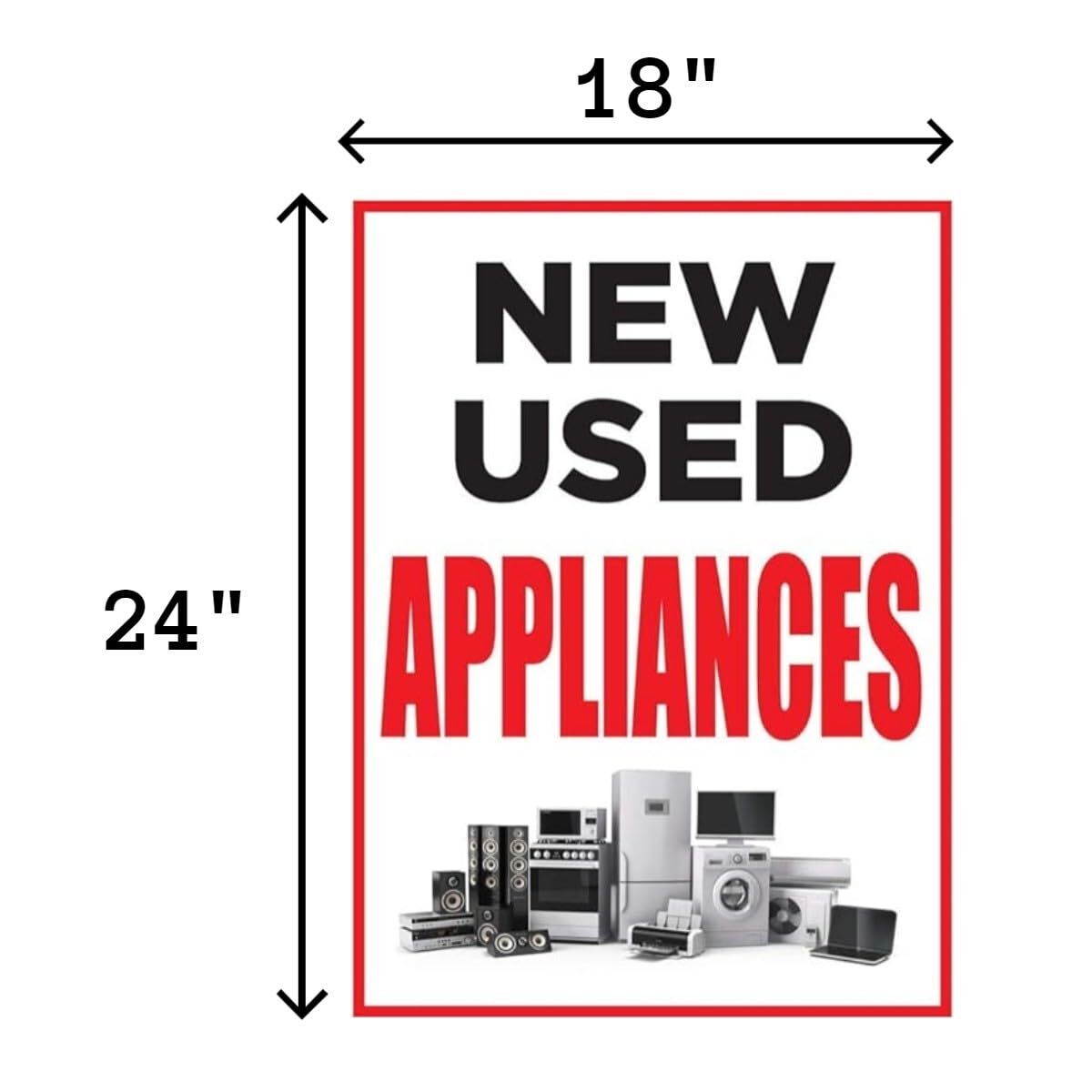 New Used Appliances Retail Window Display Paper Signs | Pack of 6 | 18&Prime;w x 24&Prime;h
