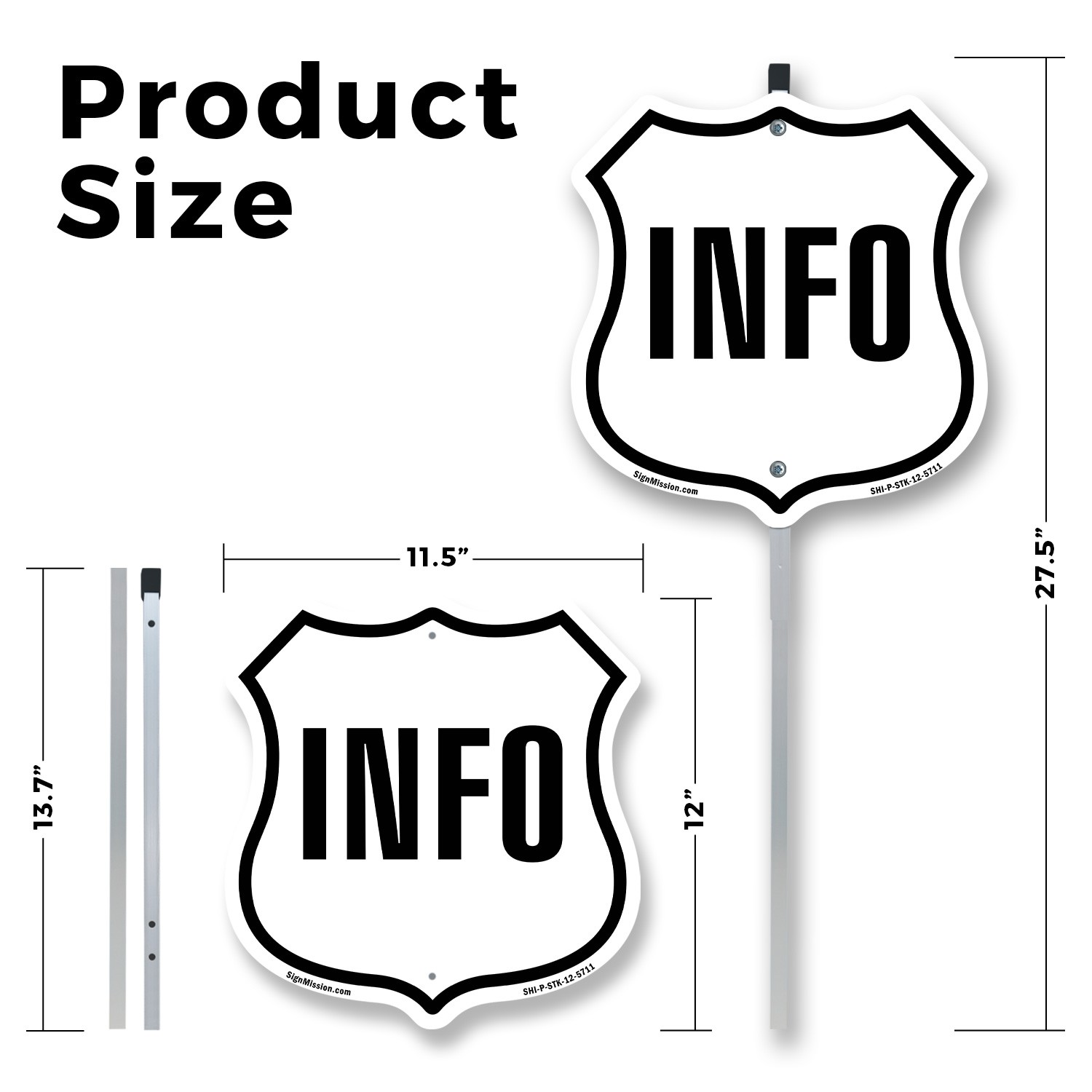 Information Shield Shaped Sign With Stake Weather Resistant Crafted in the USA