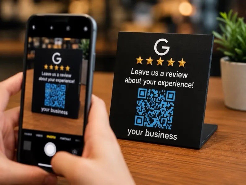 Custom Google Review QR Code Sign |Business Stand, Personalized Plaque