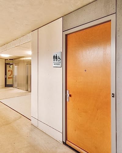 ADA Compliant Braille Bathroom Sign 6×8 Inch Silver Aluminum Business Restroom