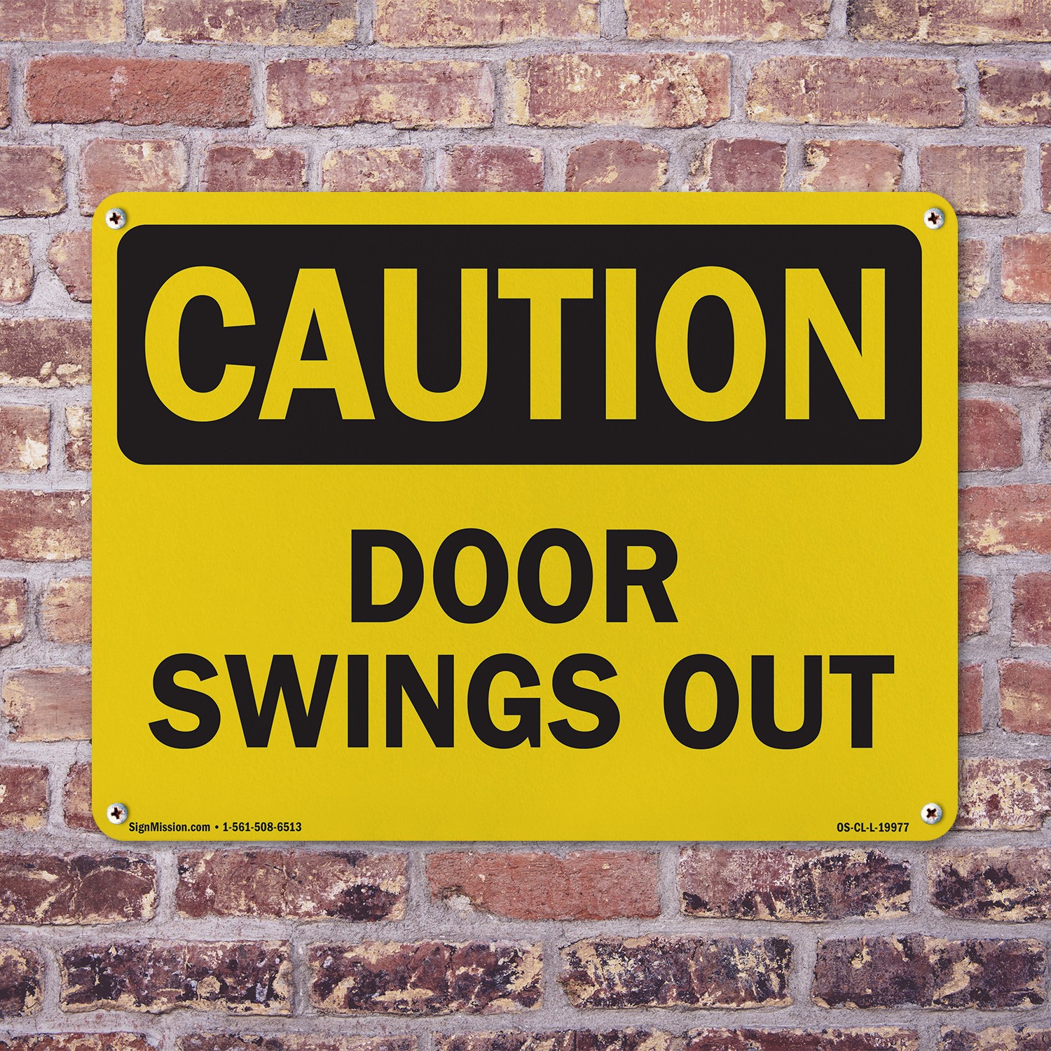 Door Swings Out OSHA Caution Sign Metal, Plastic, Or Decal – 5 or 10 Pack