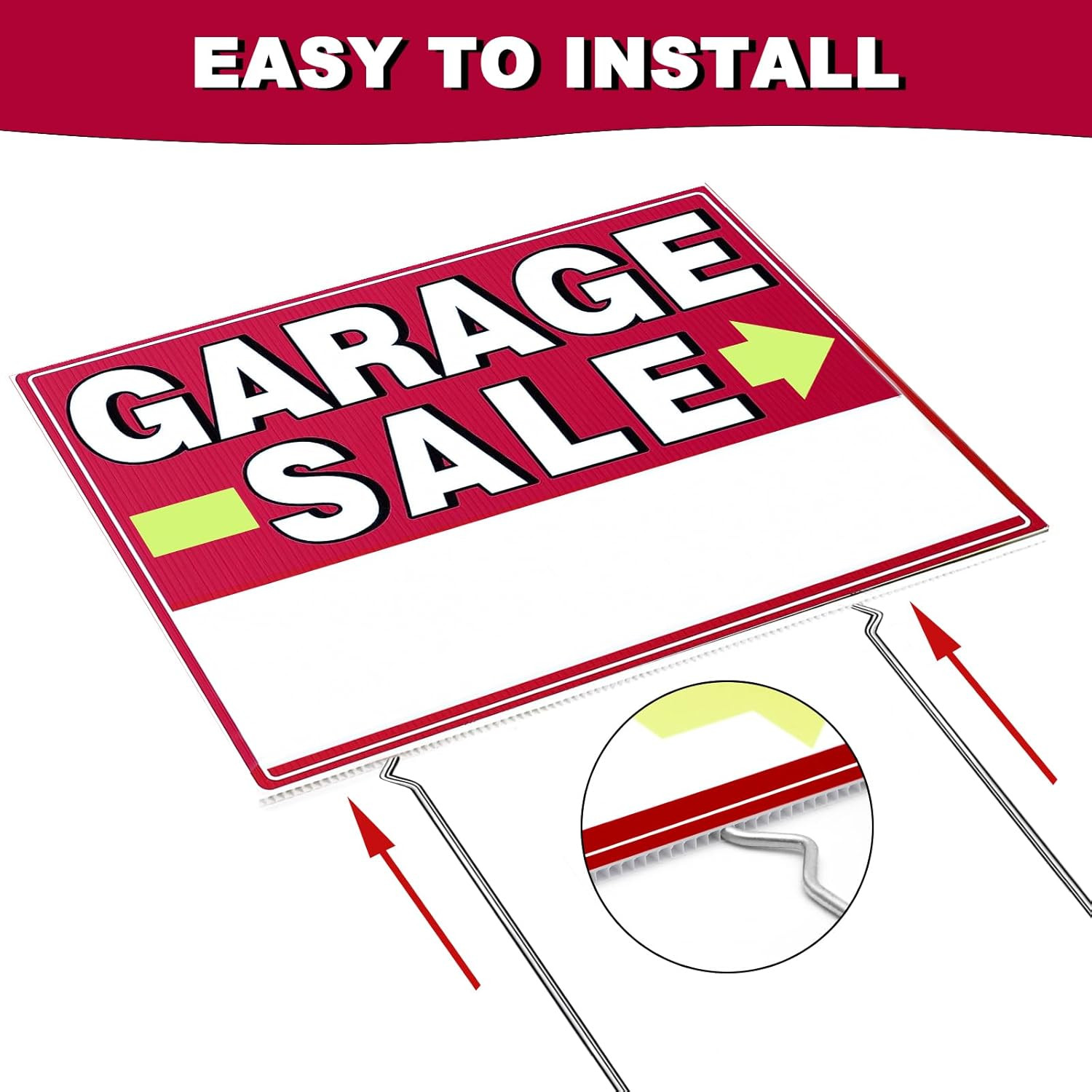 Garage Sale Signs, 17&Prime; X 13&Prime;, 6 Pcs Double Side Garage Sale Sign with Stakes Lar