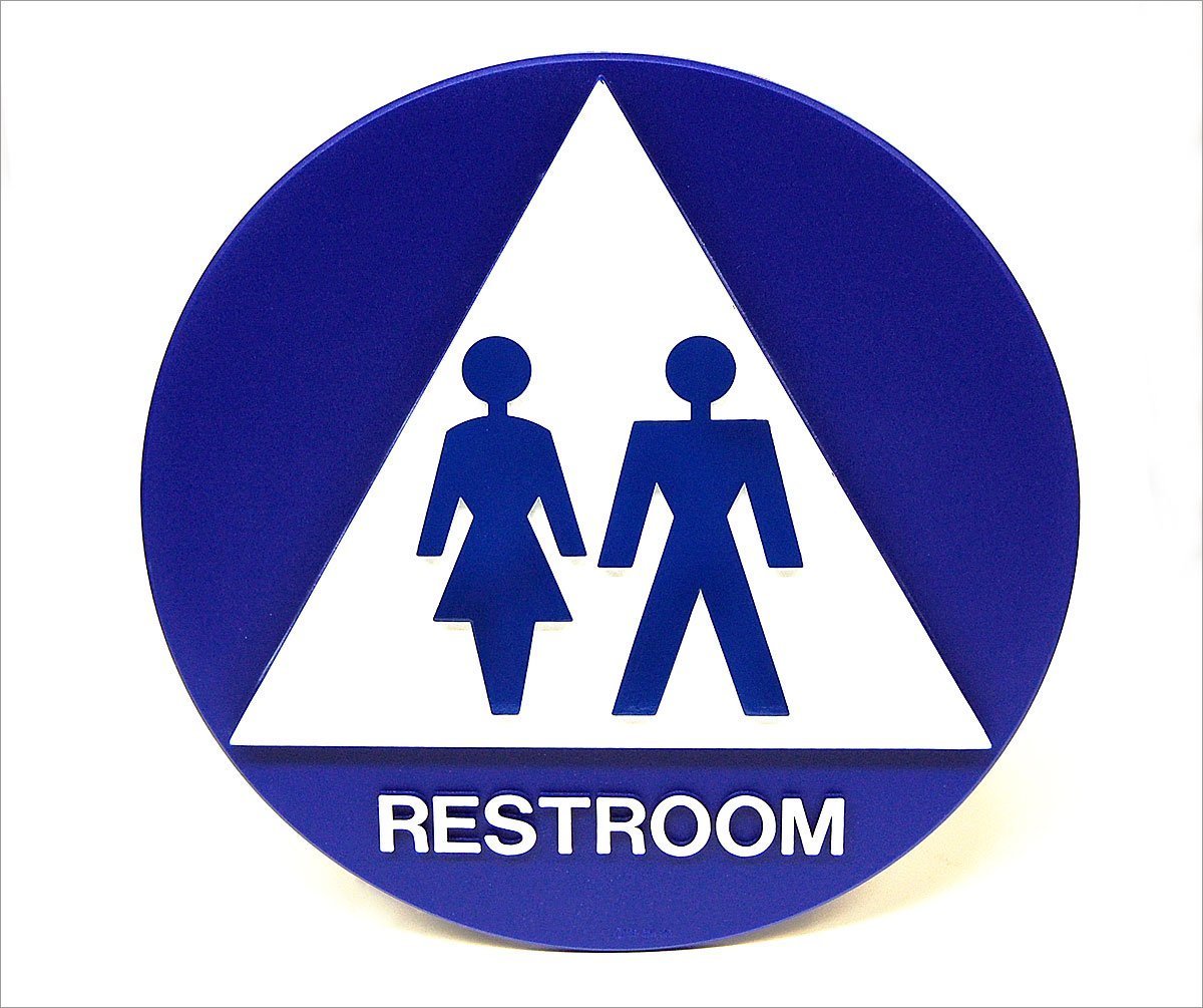 ADA Compliant Unisex Restroom Sign, 12&Prime; Round Door Sign