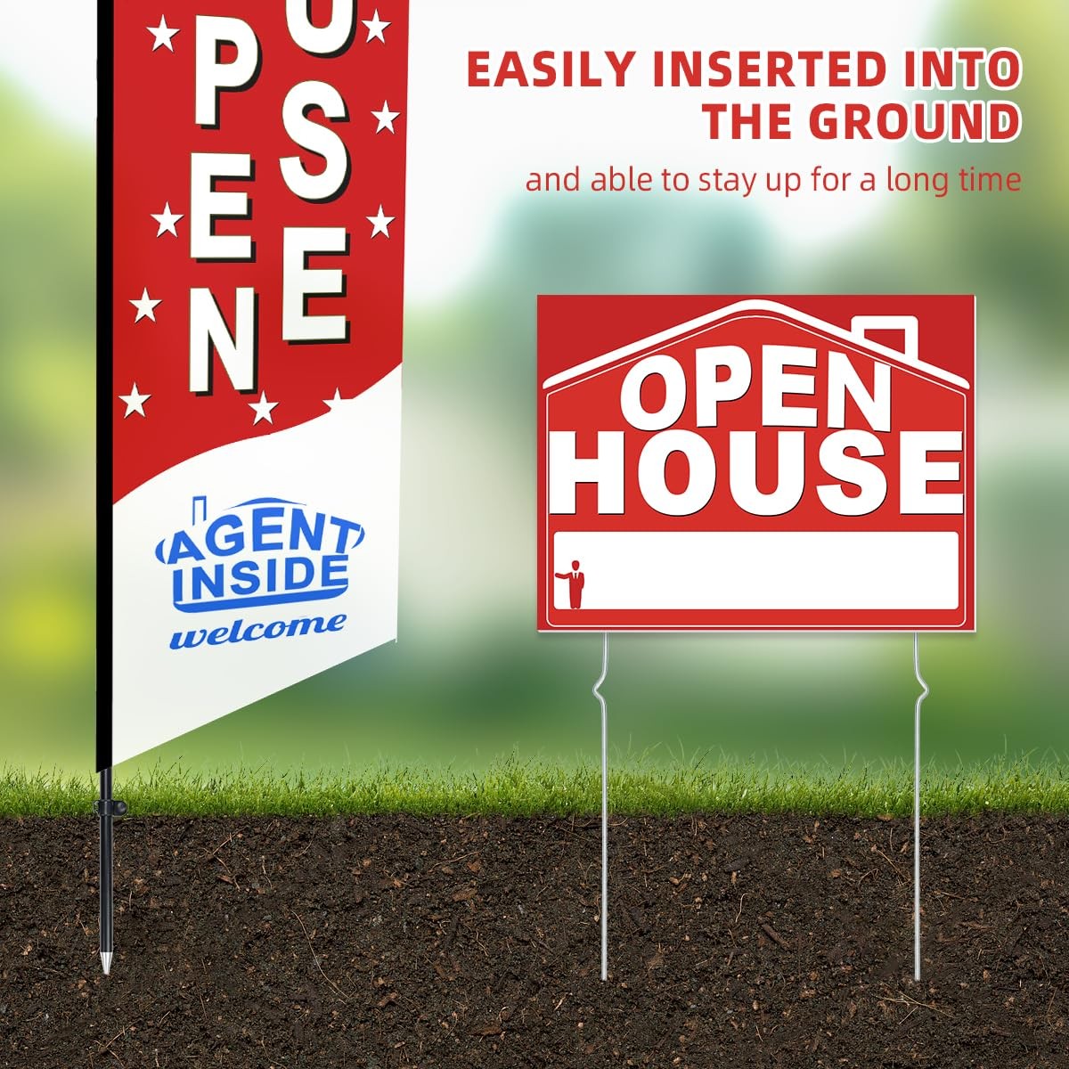 56 Piece Open House Signs for Real Estate Kit, 1 Open House Flag, 9 Double-Si…