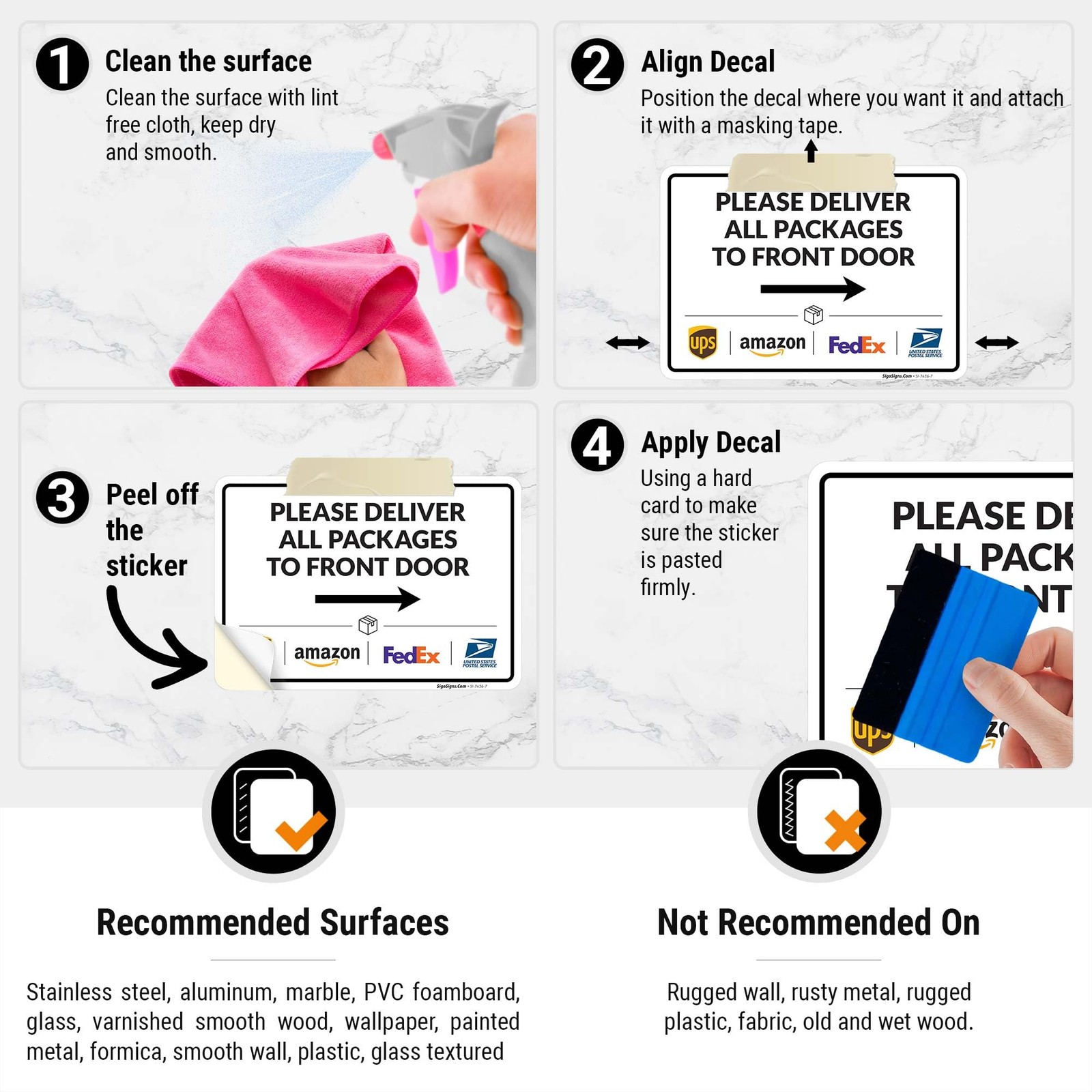 Package Delivery Sign, Delivery Instructions Deliver All Package to Front Doo…