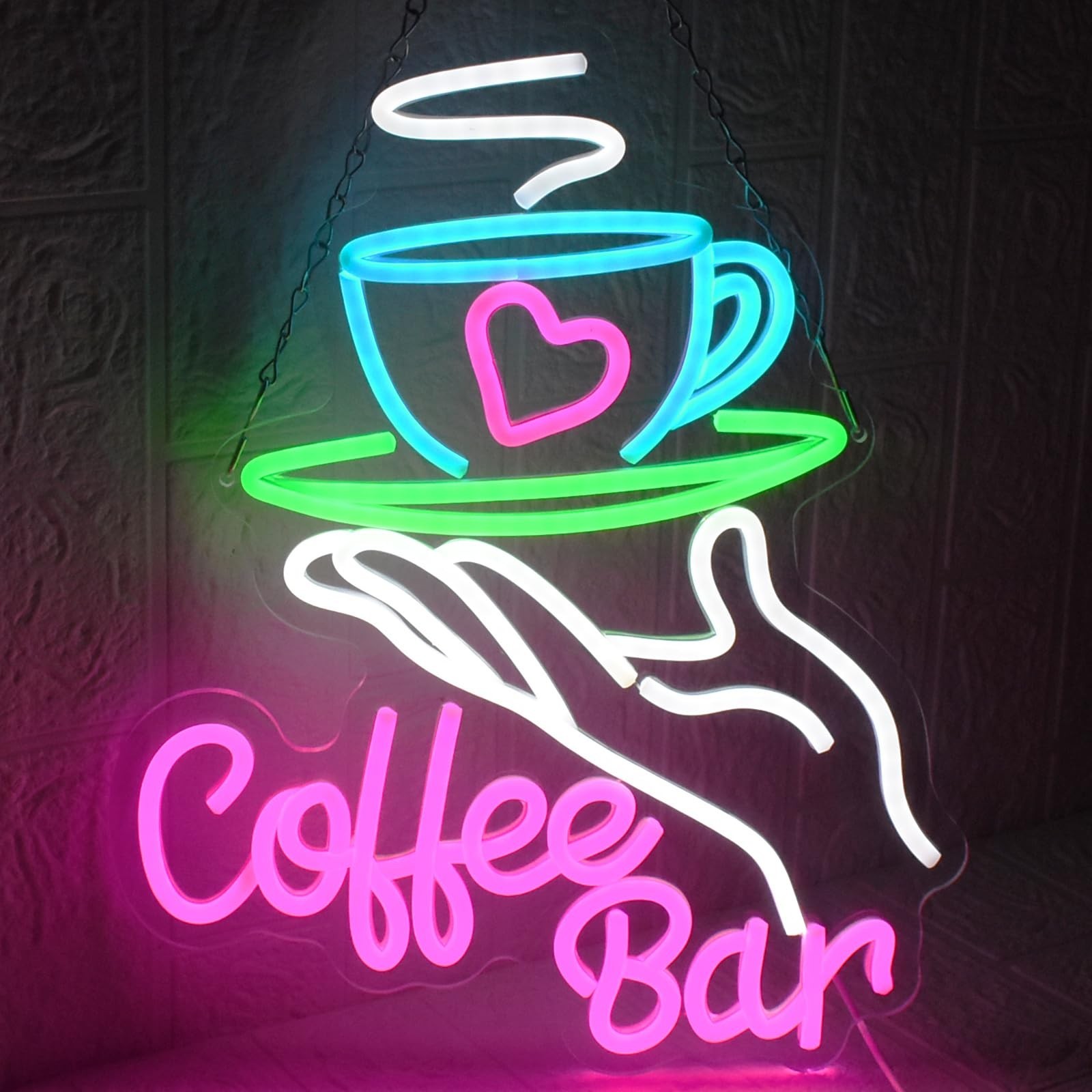 Coffee Bar Neon Sign for Wall Decor, Cafe Neon Light with USB Dimmable LED Ne…