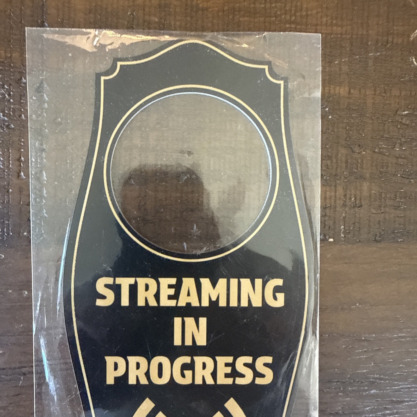 Streaming In Progress Door Hanger House or Business Door Sign Black Gold 4&Prime; X 8&Prime;