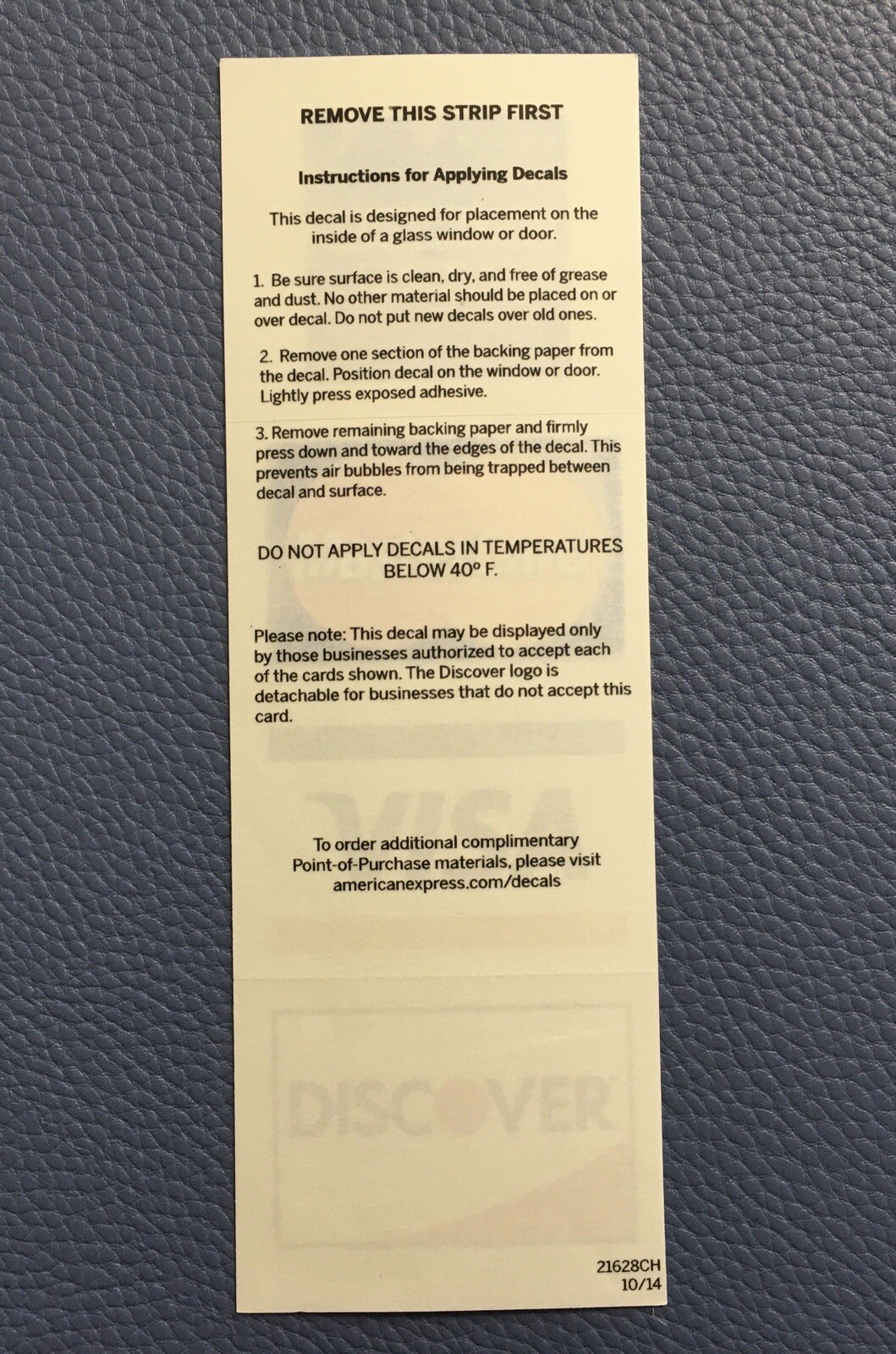 SIGN GLOSSY DURABLE STICKER BUSINESS American Express VISA MASTERCARD DISCOVER