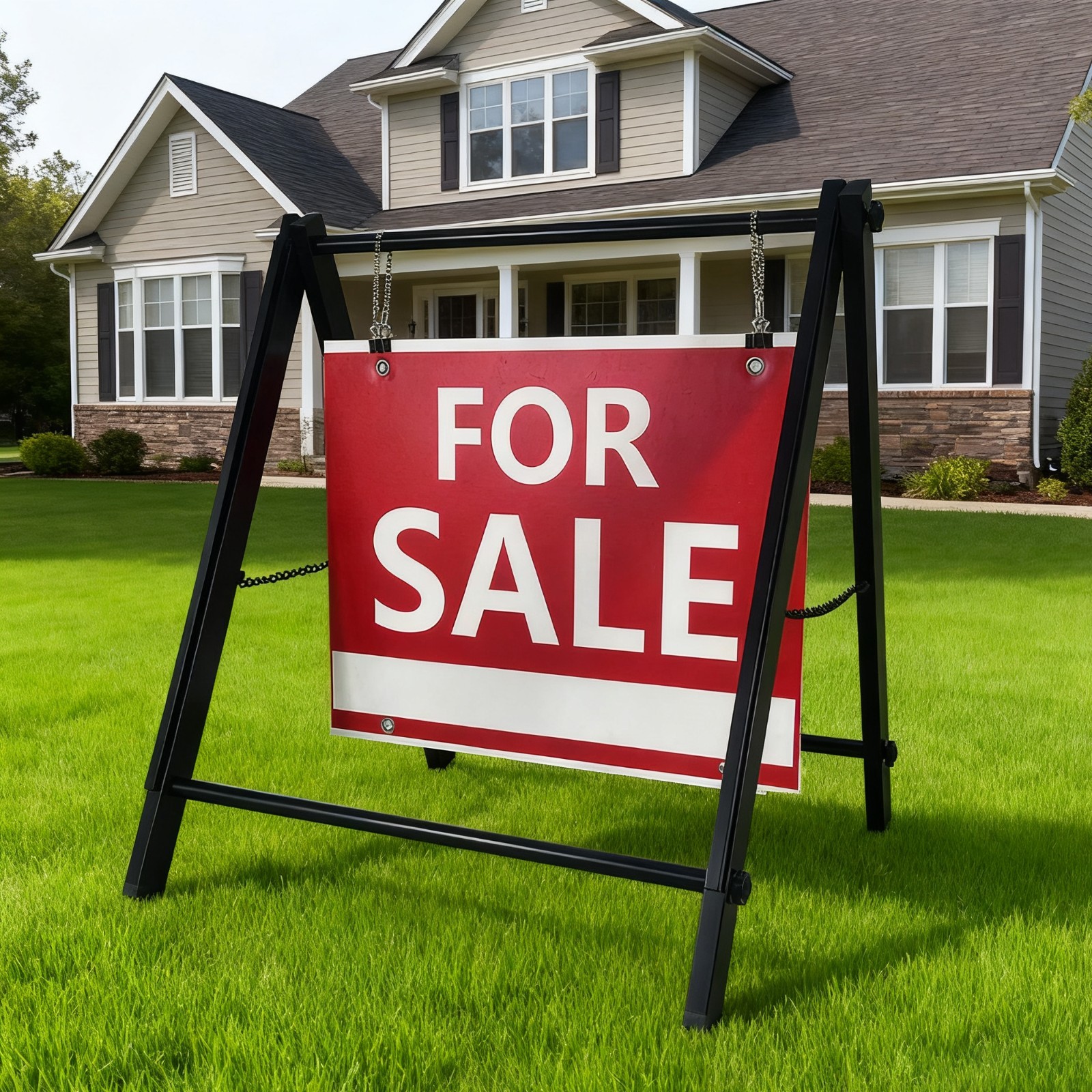 A Frame Sidewalk Sign Metal Stand for OPEN HOUSE SIGN for Realtor 24&Prime;x24&Prime; 2 Pack