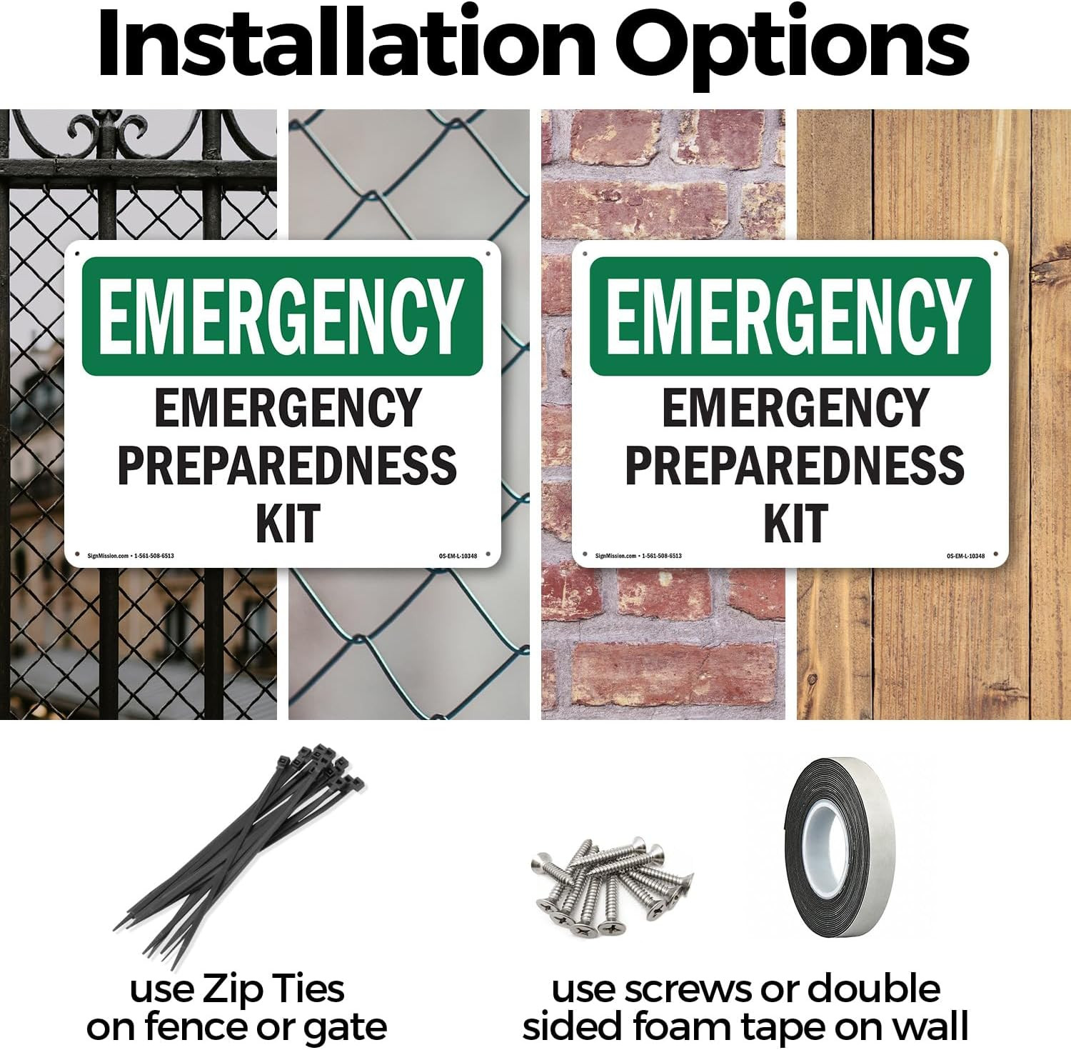 Preparedness Kit OSHA Emergency Rigid Plastic Sign 18 Inch X 12 Inch – 10 Pack