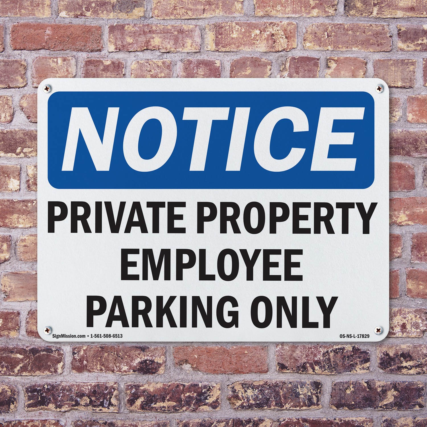 Private Property Employee Parking Only OSHA Notice Sign Or Decal – 5 or 10 Pack