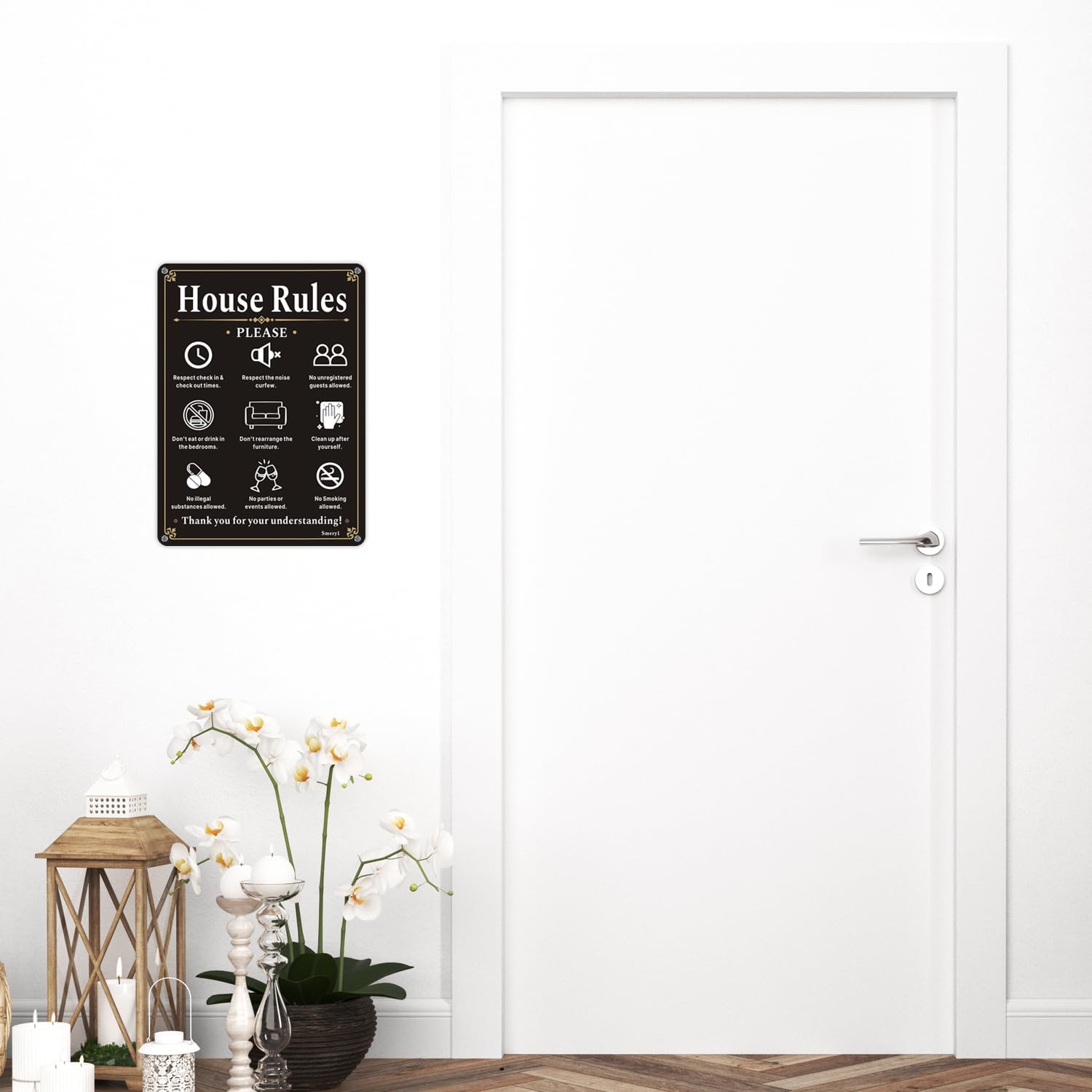 2 Pack 10×7 Inch Vacation Rental House Rules Signs Acrylic SelfAdhesive
