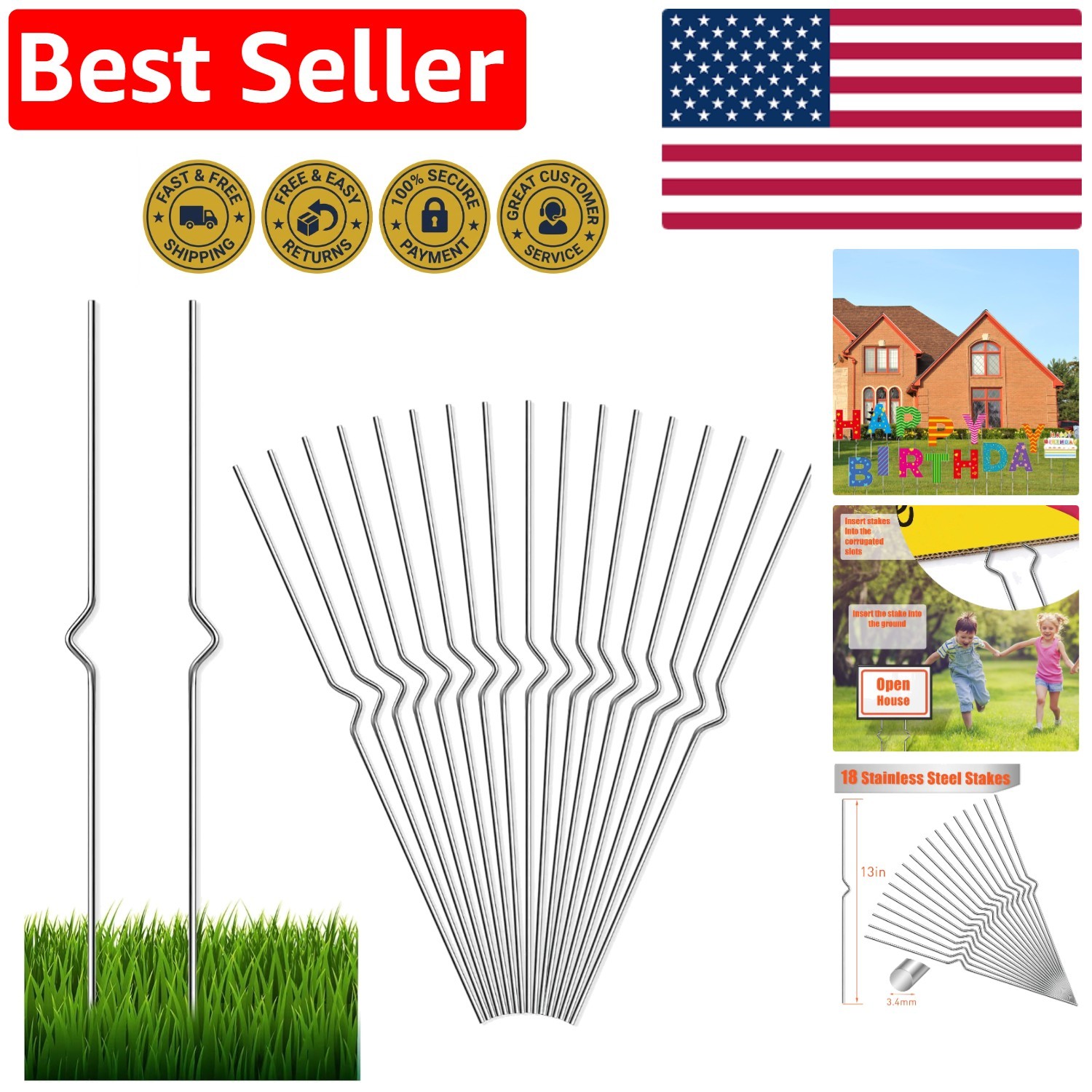 18-Pack Heavy Duty Stainless Steel Yard Sign Stakes – Adjustable 13 » Holders
