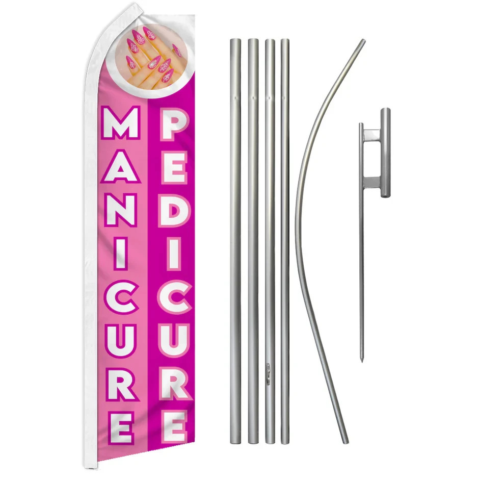 Manicure Advertising Swooper Feather Flutter Flag & Pole Kit Beauty Spa