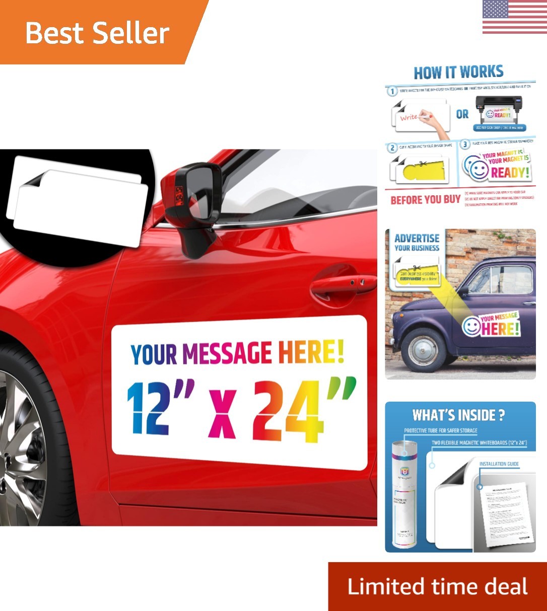 Strong Hold Blank Magnetic Car Signs – Ideal for Promoting Your Business 24×12