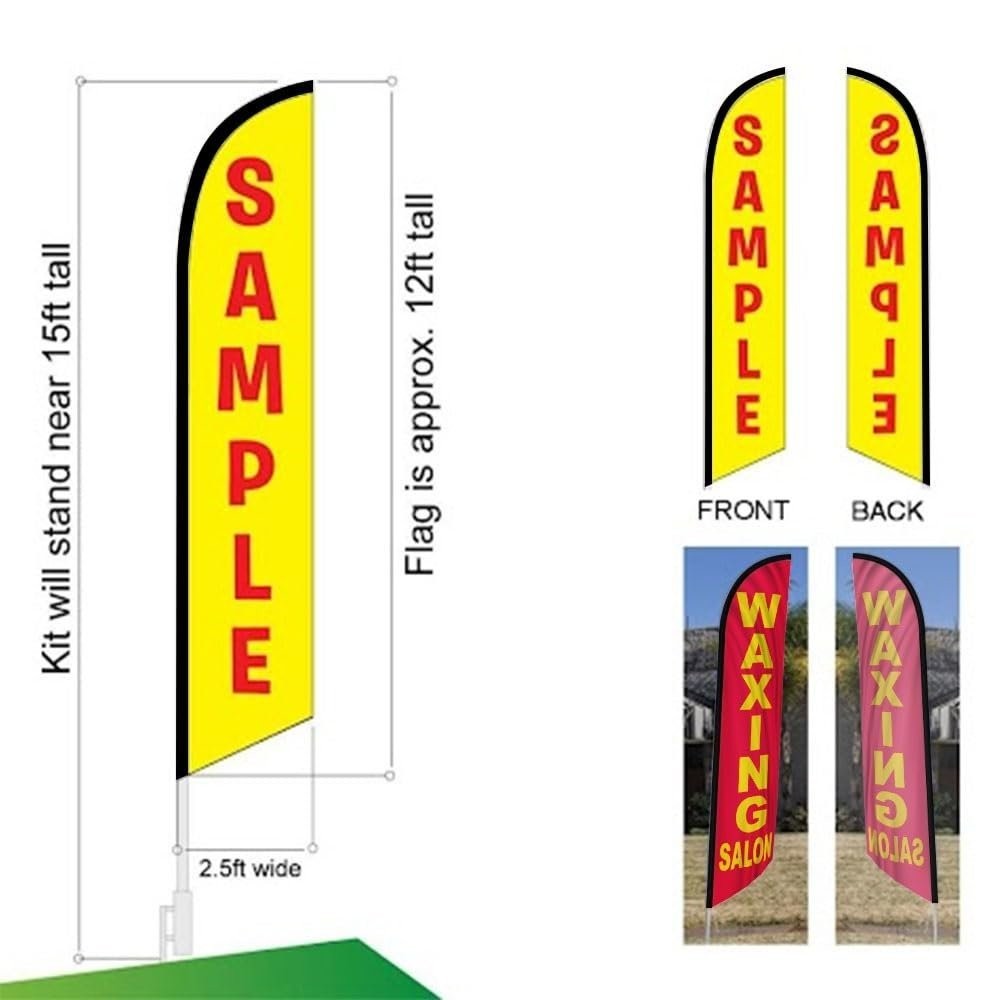 Waxing Salon Feather Banner Swooper Flag Set Includes 15 foot Flag Pole Kit…