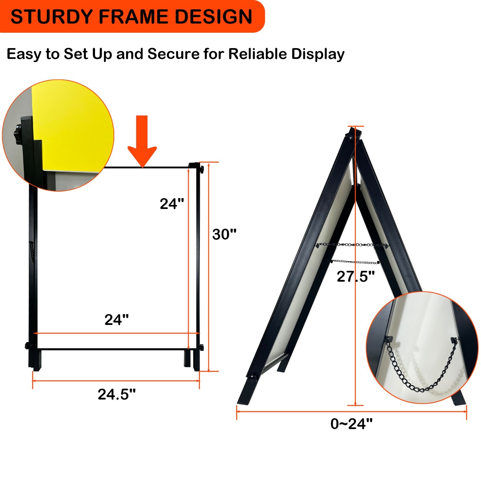 A-Frame Sidewalk Sign Board Curb Sign in Double Sided Display Foldable