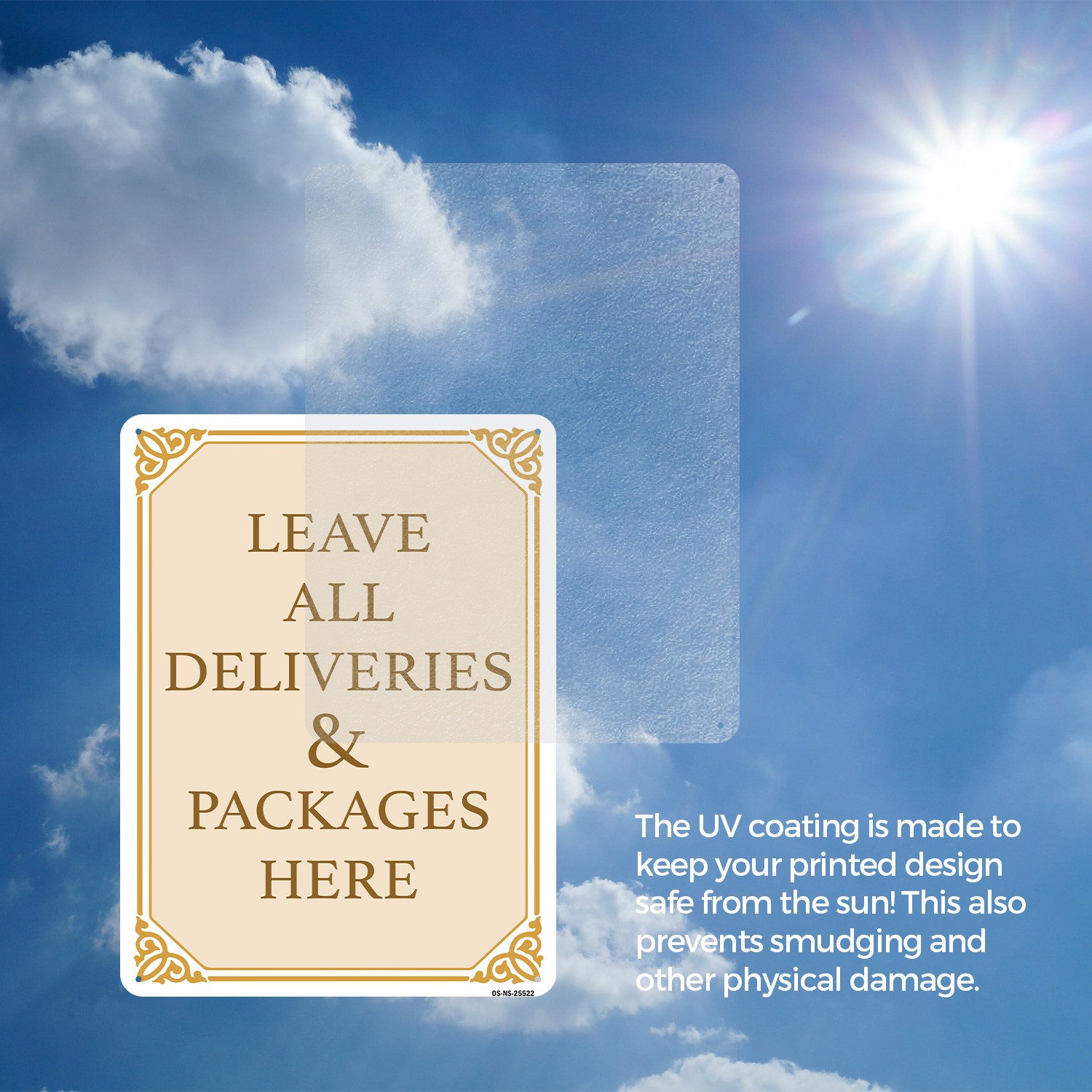 Leave All Deliveries & Packages Here Fancy Public Safety Sign, Decal 5/10 Pack