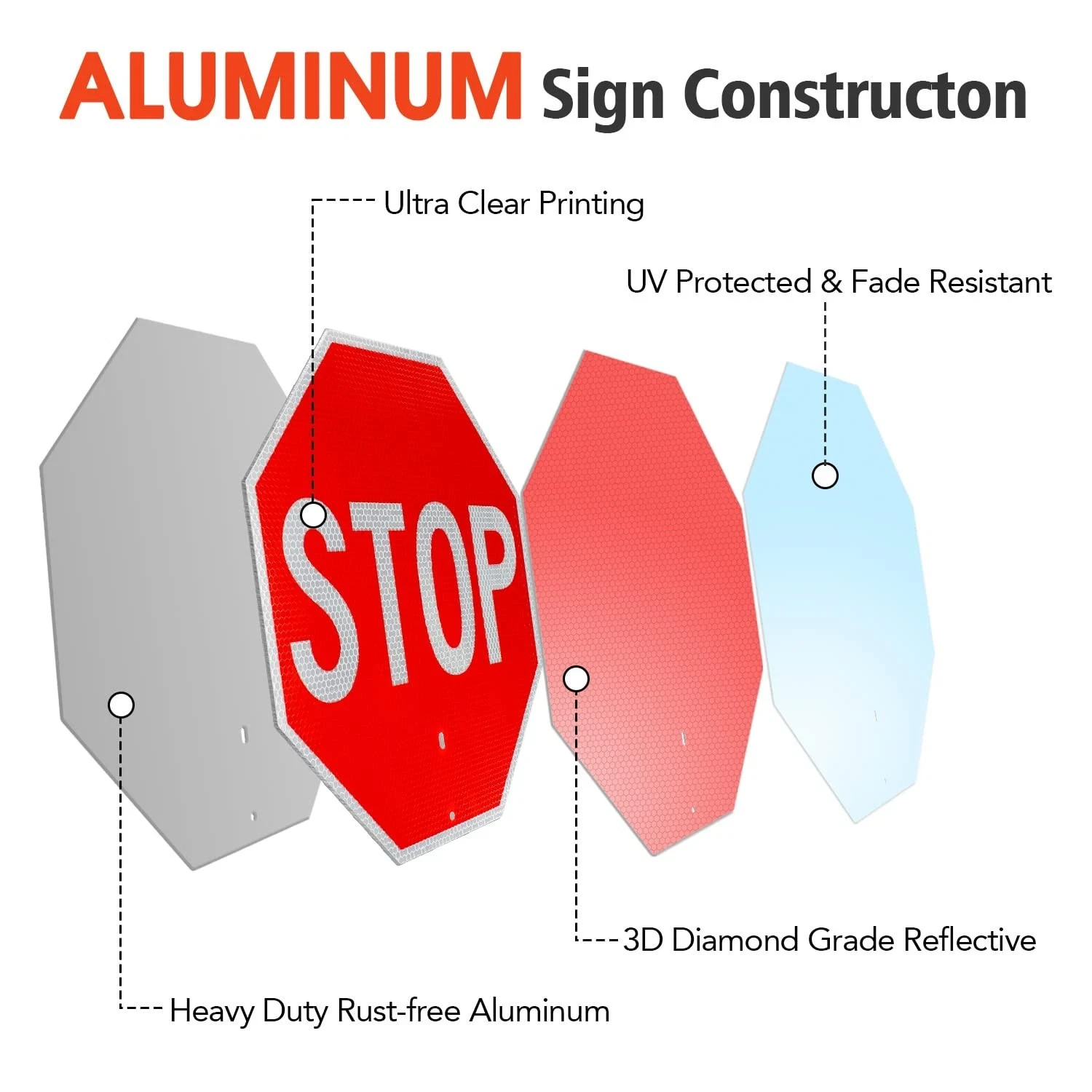 Stop Slow Sign with 13 x 13, Red – 2 Pack- 13&Prime; x Bamboo Handle