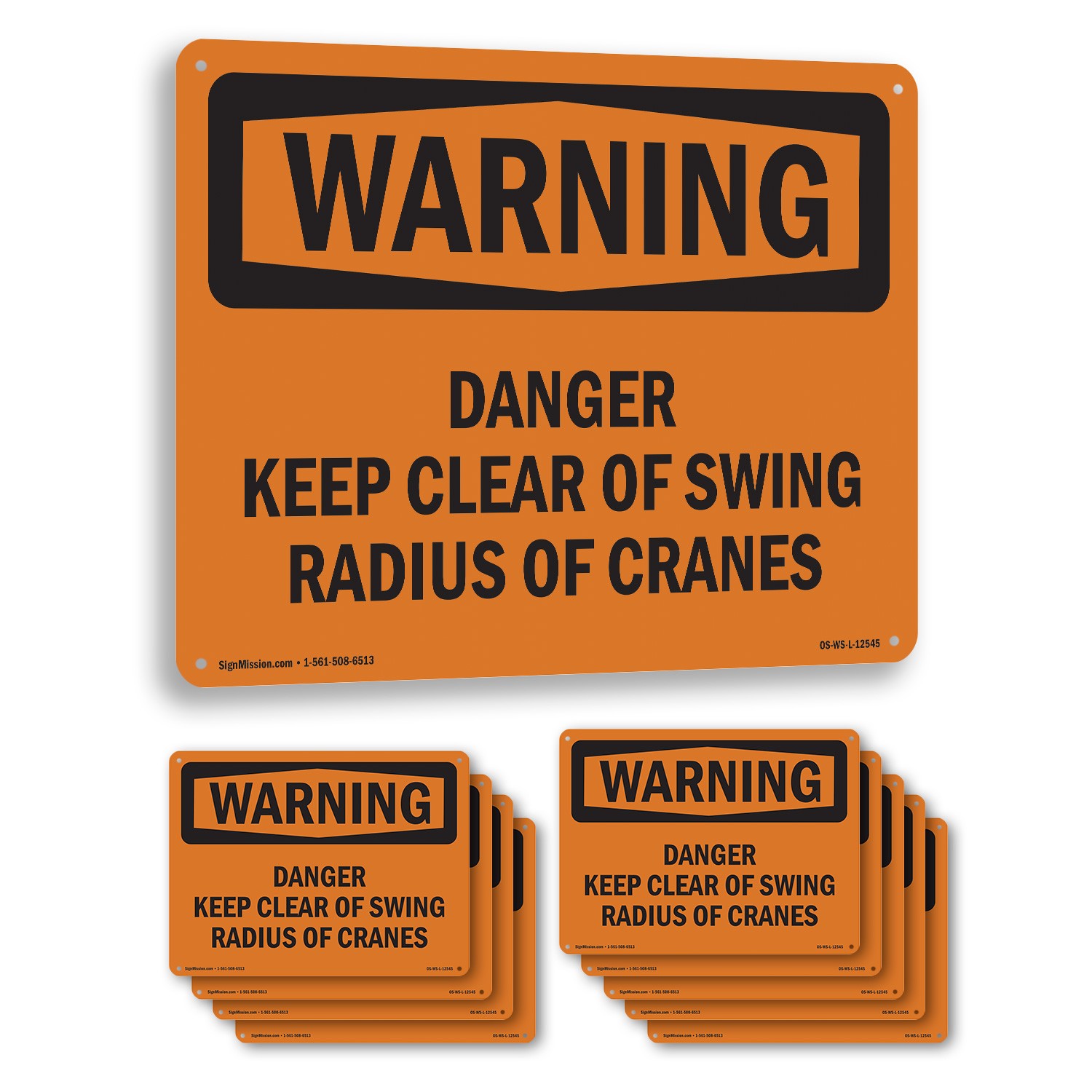 Danger Keep Clear Of Swing Radius OSHA WARNING Sign Metal, Decal – 5 or 10 Pack