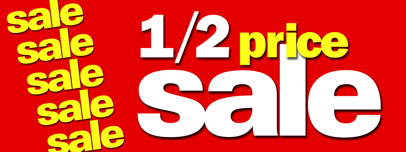 HALF PRICE SALE DECAL sticker 1/2 huge retail clearance discount off