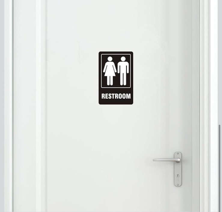 Restroom Signs Self-adhesive For Business, Home, For Door, Wall, Rust Free 2pack