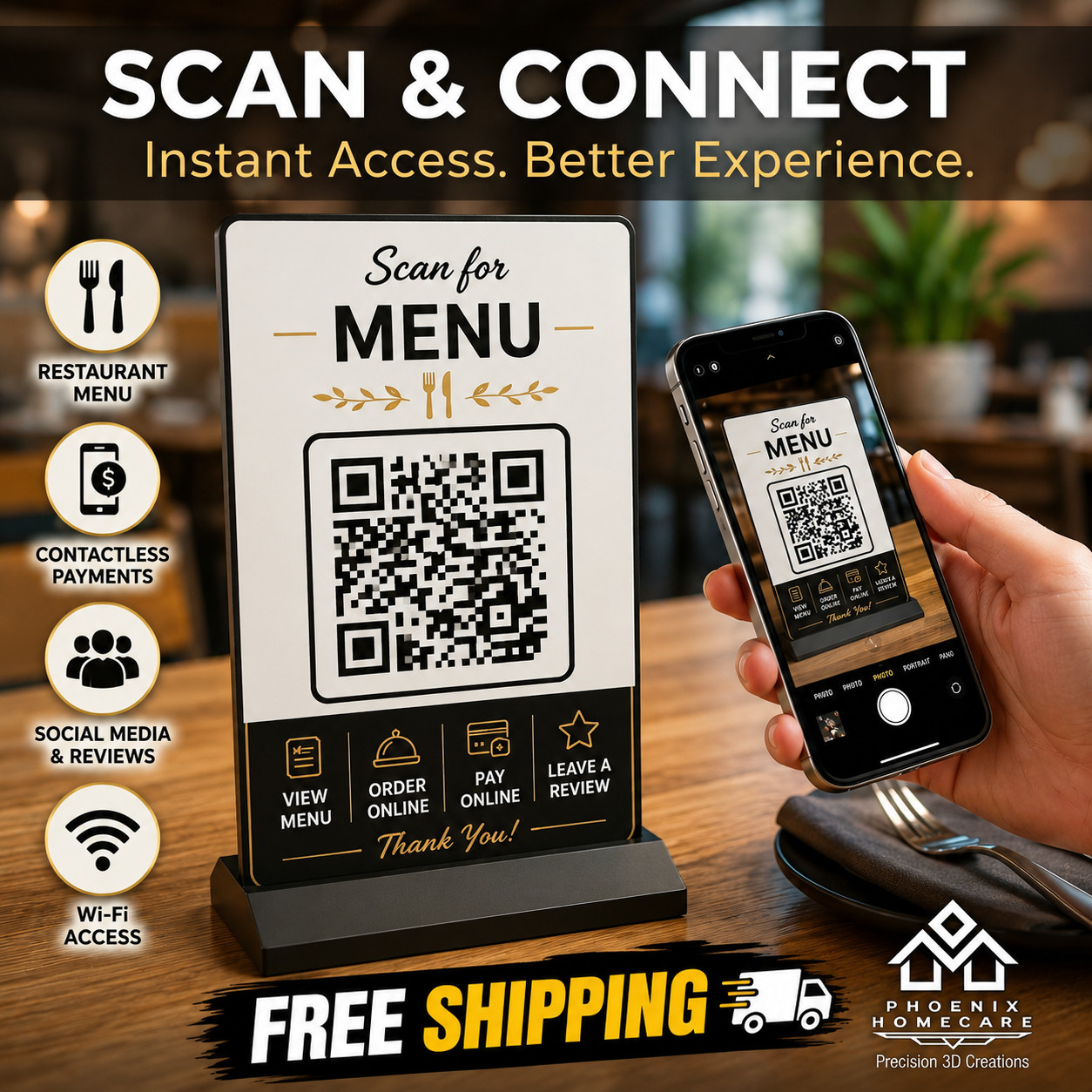 Custom QR Code Sign Stand | Scan to Pay | PayPal Venmo Cash App |Storefront Sign