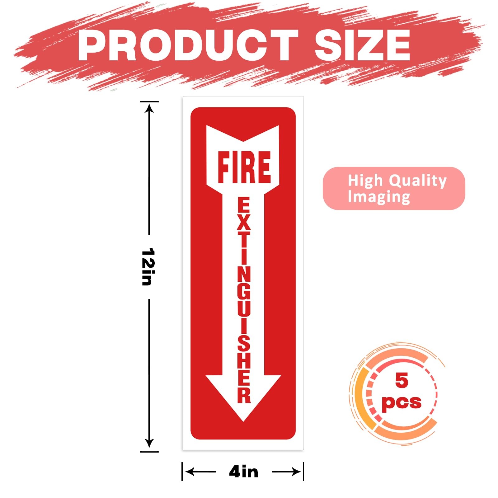 Fire Extinguisher Stickers 4×12 Inch, 5PCS Fire Extinguisher Signs, Fire Exti…
