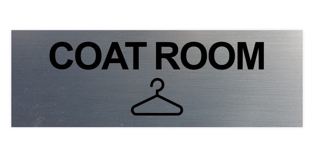Basic Coat Room Sign Brushed Silver Large Door Wall Office Marker Plaque