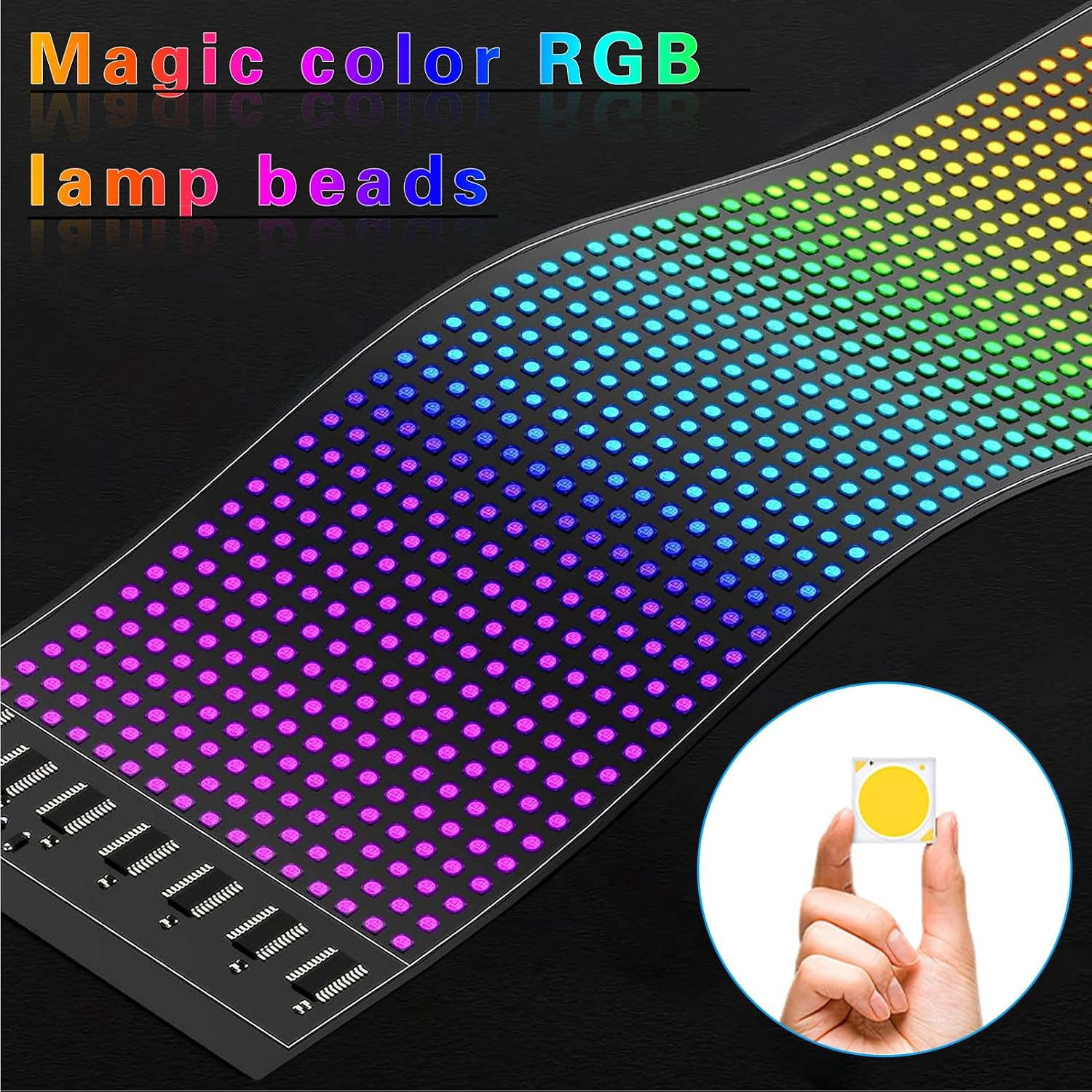 LED Car Sign, 7 »X3 » Flexible Smart Display Bluetooth APP Control Scrolling Bri