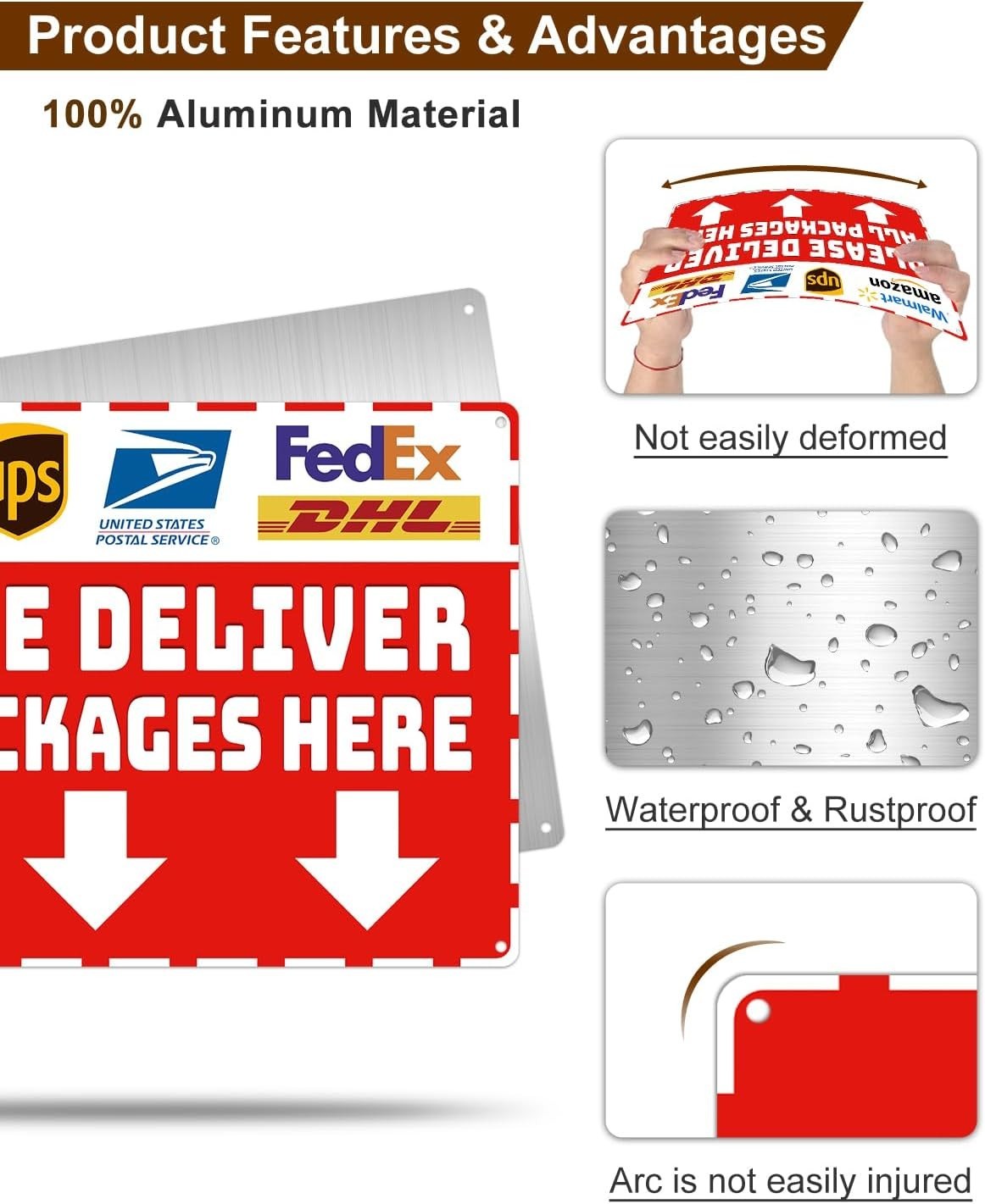 Waterproof Metal Sign for Home Package Delivery
