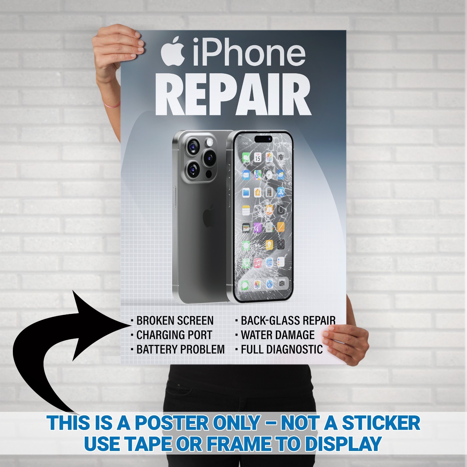 iPhone Apple Cell Phone Repair Single Poster Sign Banner – iOS Samsung Galaxy