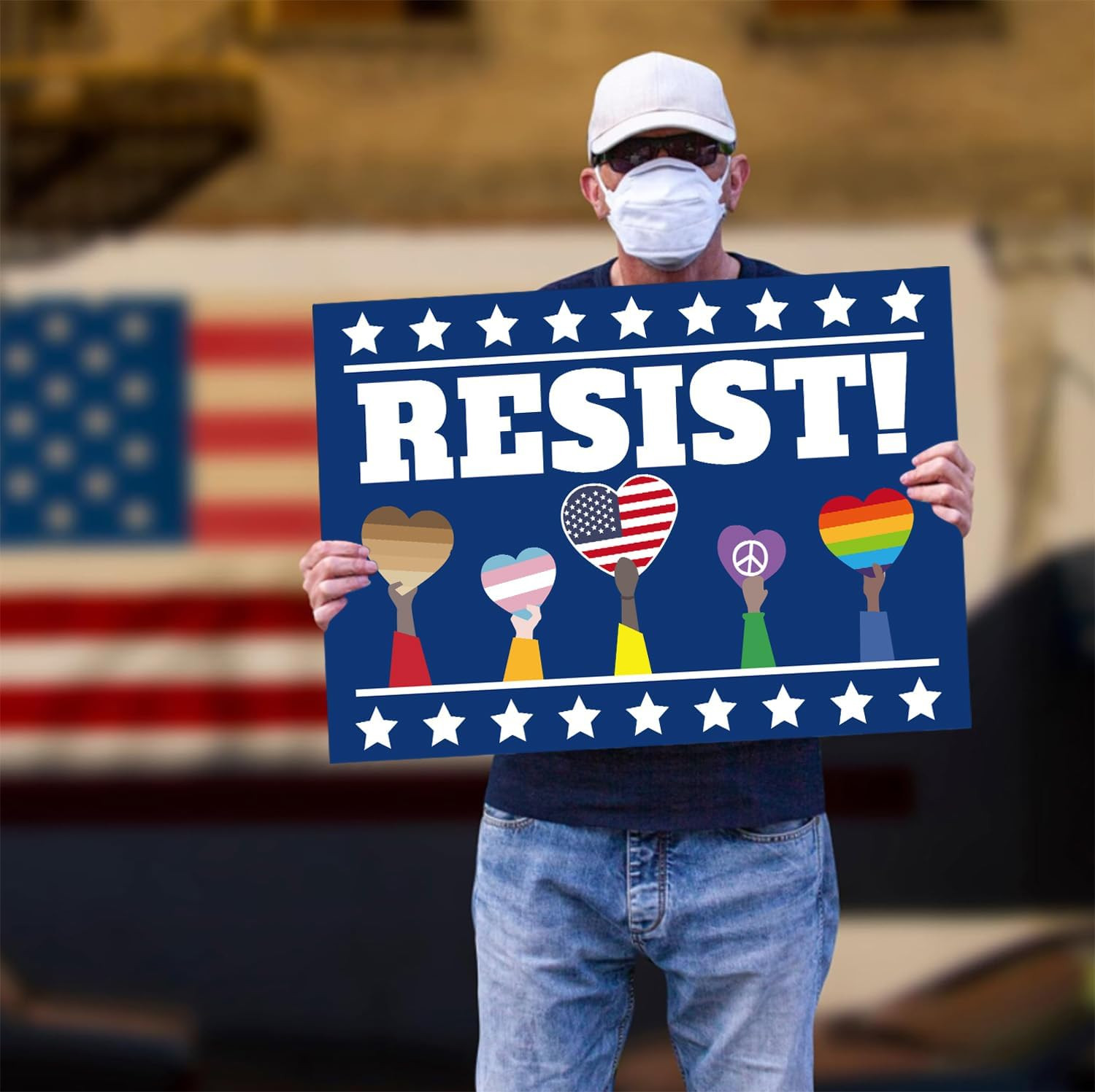 Resist! Sign Political Protest Yard Sign Save Democracy Yard Signs Double Sided