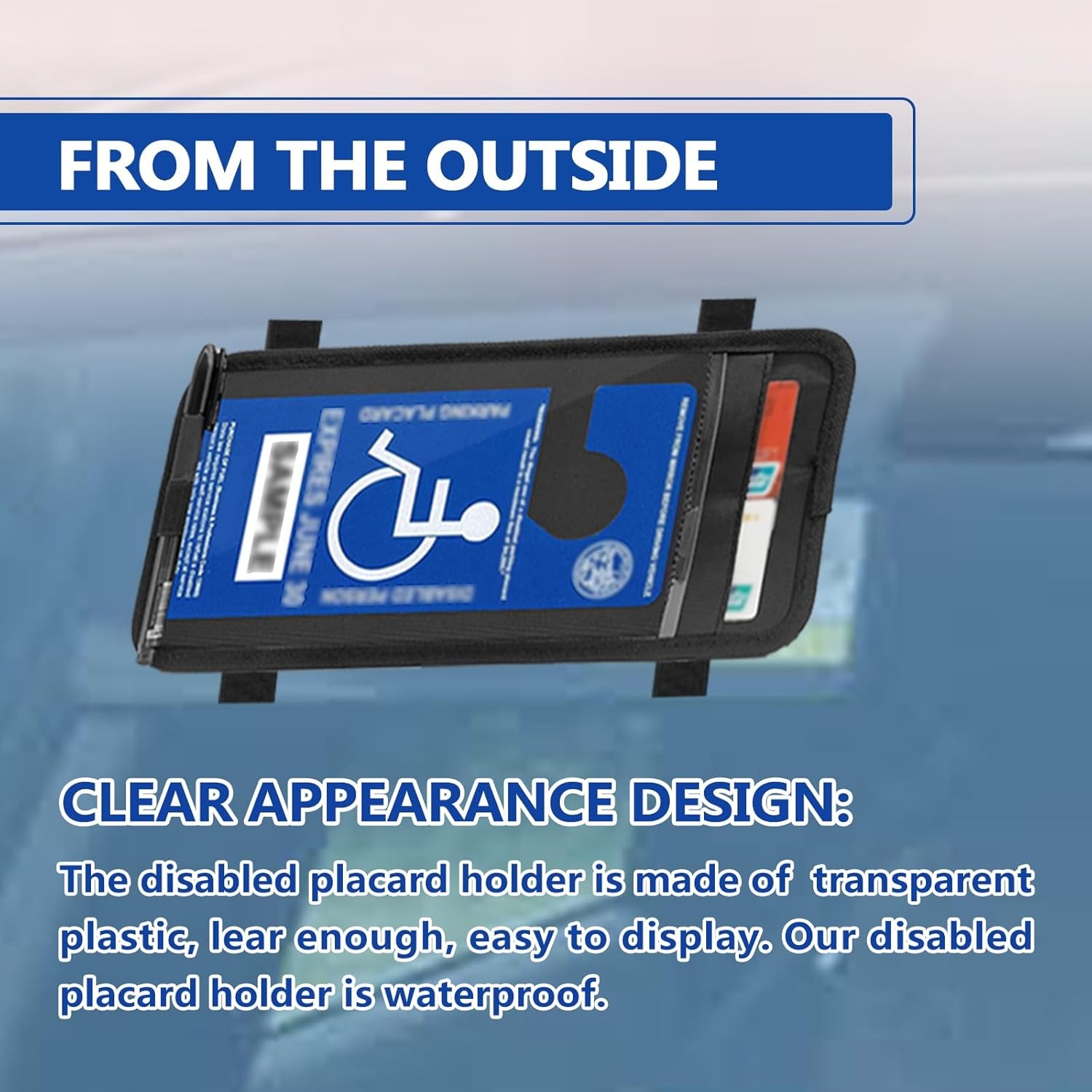 Handicap Placard Holder for Auto, Disabled Parking Permit Sign Black
