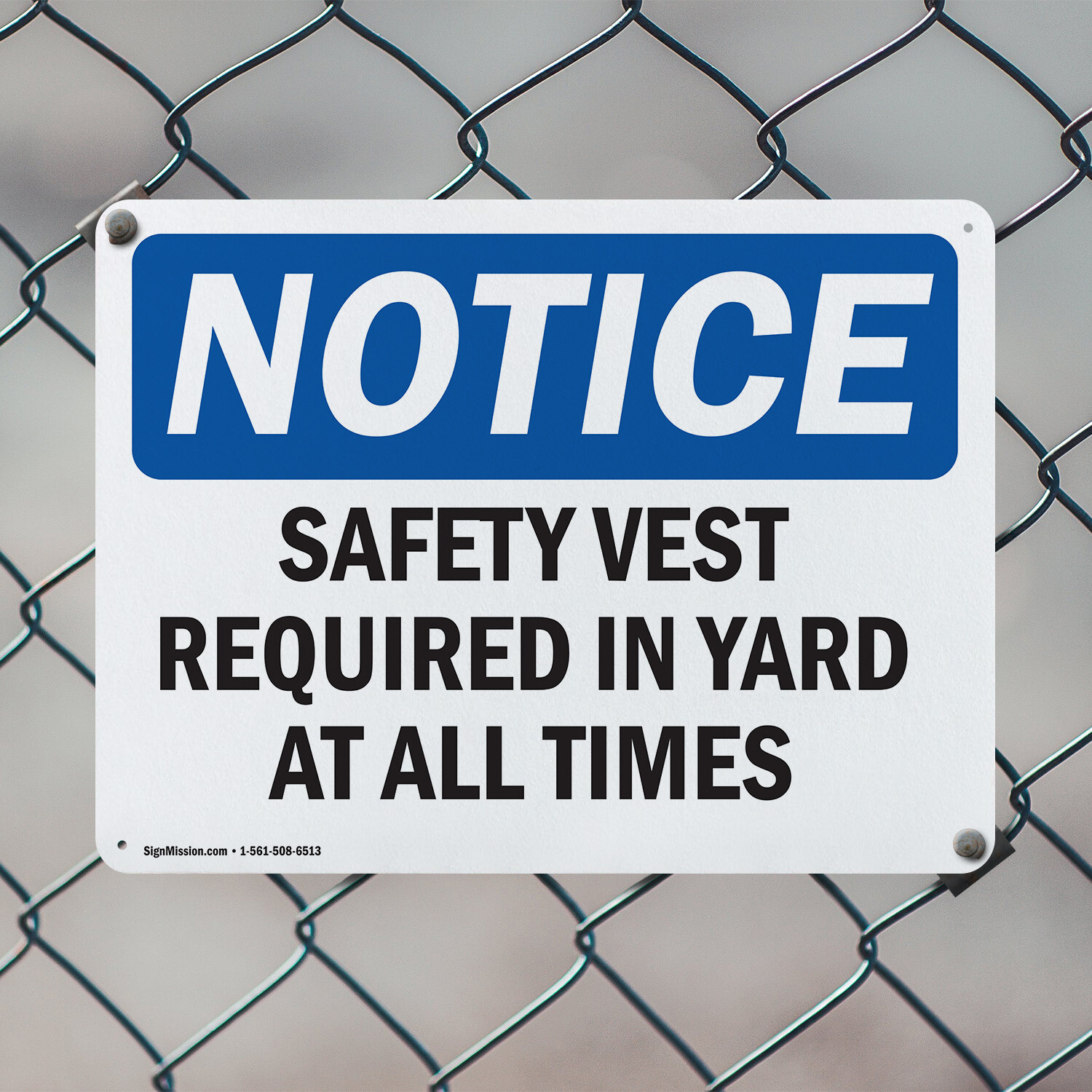 (2 Pack) Safety Vest Required In Yard At All Times OSHA Notice Sign Decal Metal